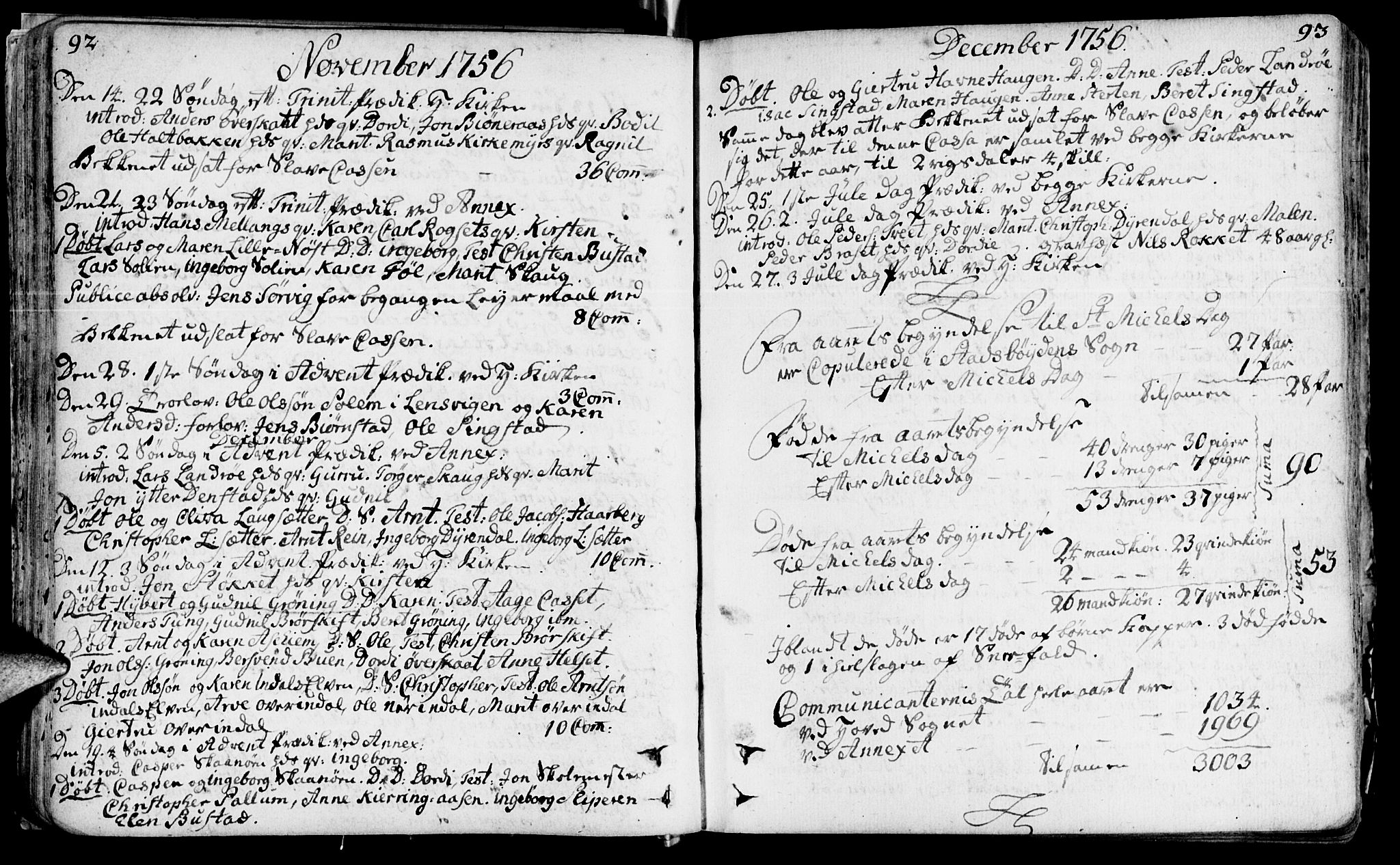 Ministerialprotokoller, klokkerbøker og fødselsregistre - Sør-Trøndelag, SAT/A-1456/646/L0605: Parish register (official) no. 646A03, 1751-1790, p. 92-93