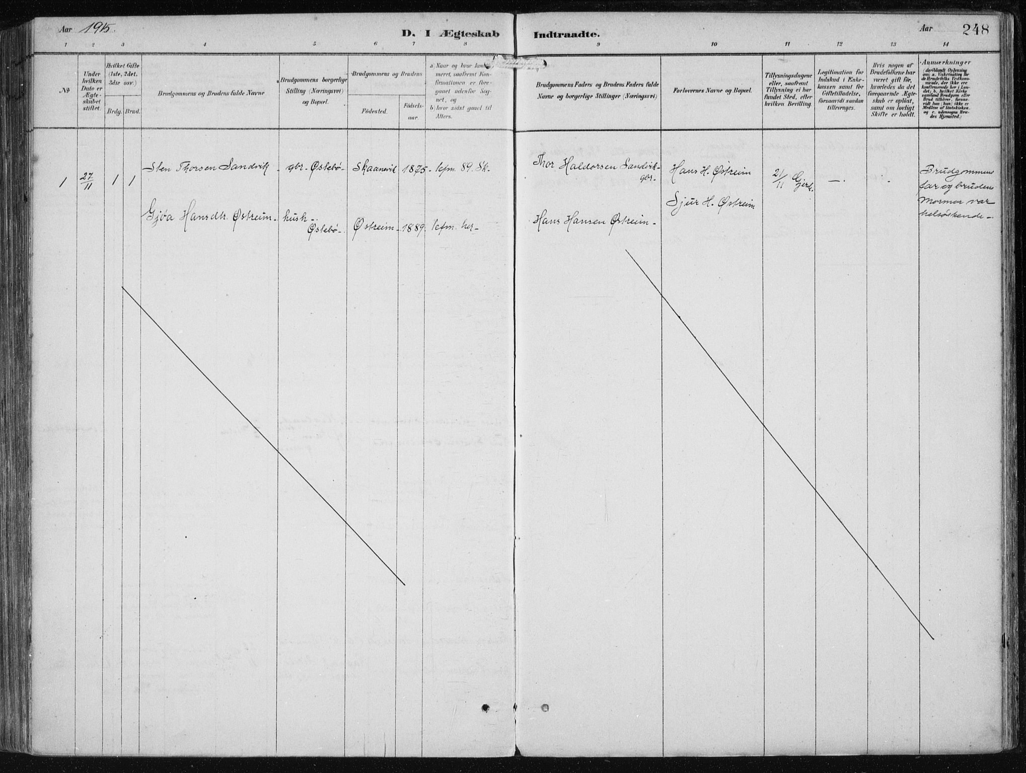 Etne sokneprestembete, SAB/A-75001/H/Haa: Parish register (official) no. B  1, 1879-1919, p. 248