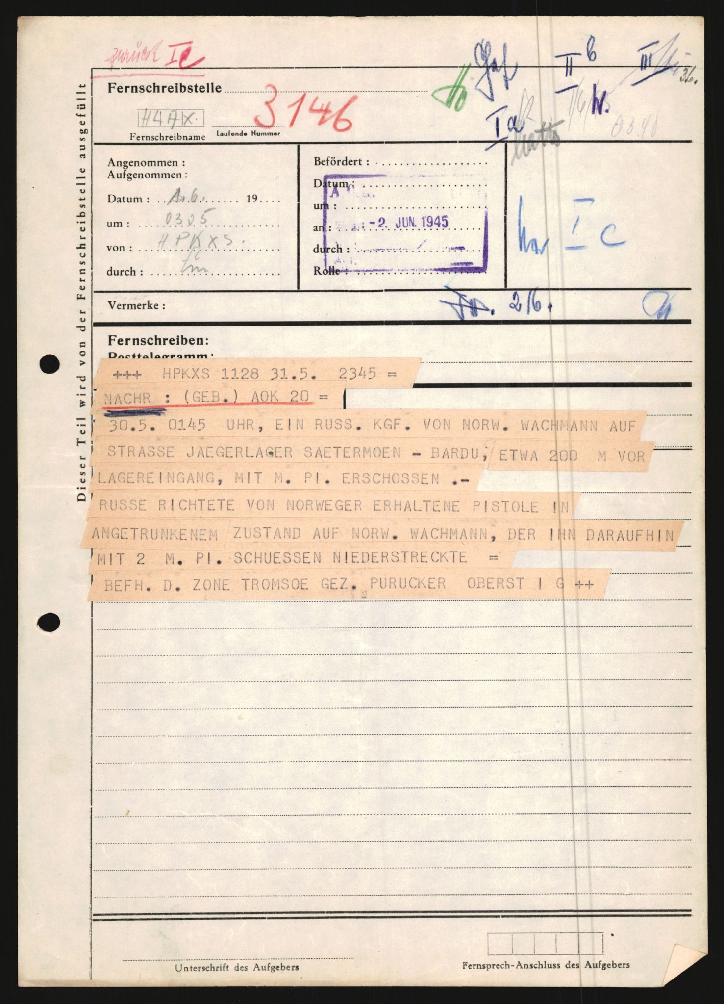 Forsvarets Overkommando. 2 kontor. Arkiv 11.4. Spredte tyske arkivsaker, AV/RA-RAFA-7031/D/Dar/Dara/L0021: Nachrichten des OKW, 1943-1945, p. 218