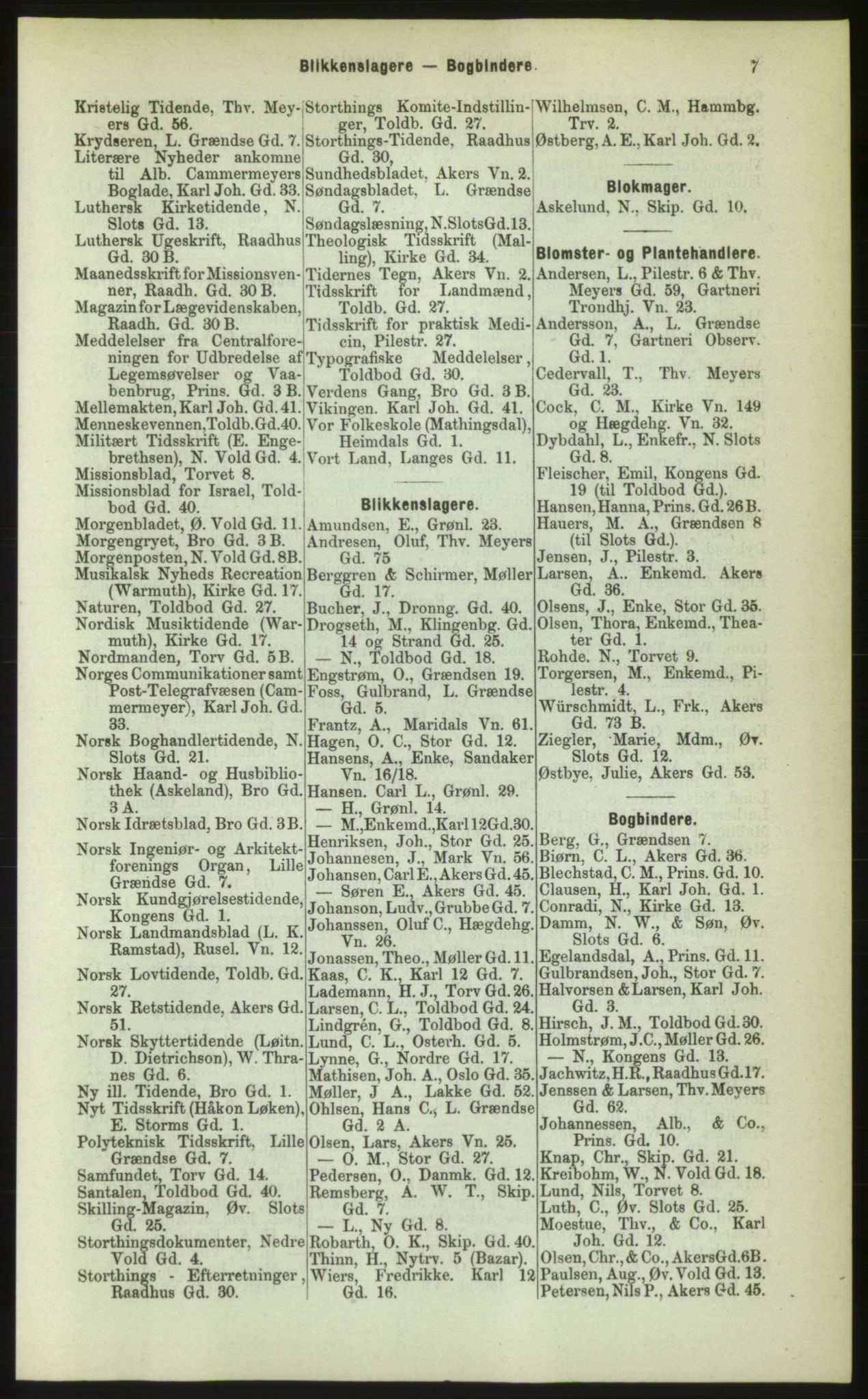 Kristiania/Oslo adressebok, PUBL/-, 1883, p. 7