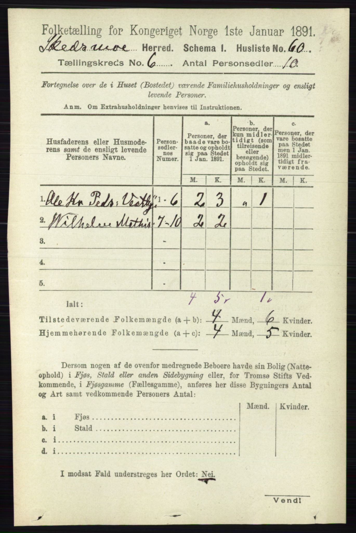 RA, 1891 census for 0231 Skedsmo, 1891, p. 2718