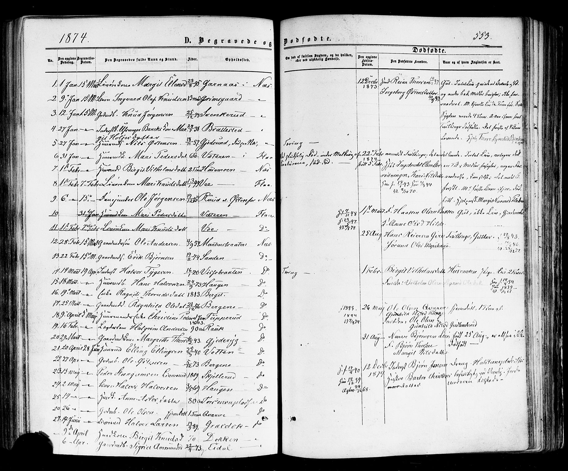 Nes kirkebøker, SAKO/A-236/F/Fa/L0010: Parish register (official) no. 10, 1864-1880, p. 553
