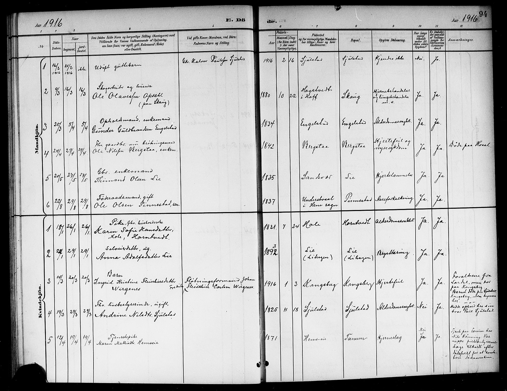 Lardal kirkebøker, AV/SAKO-A-350/G/Ga/L0002: Parish register (copy) no. I 2, 1901-1916, p. 94