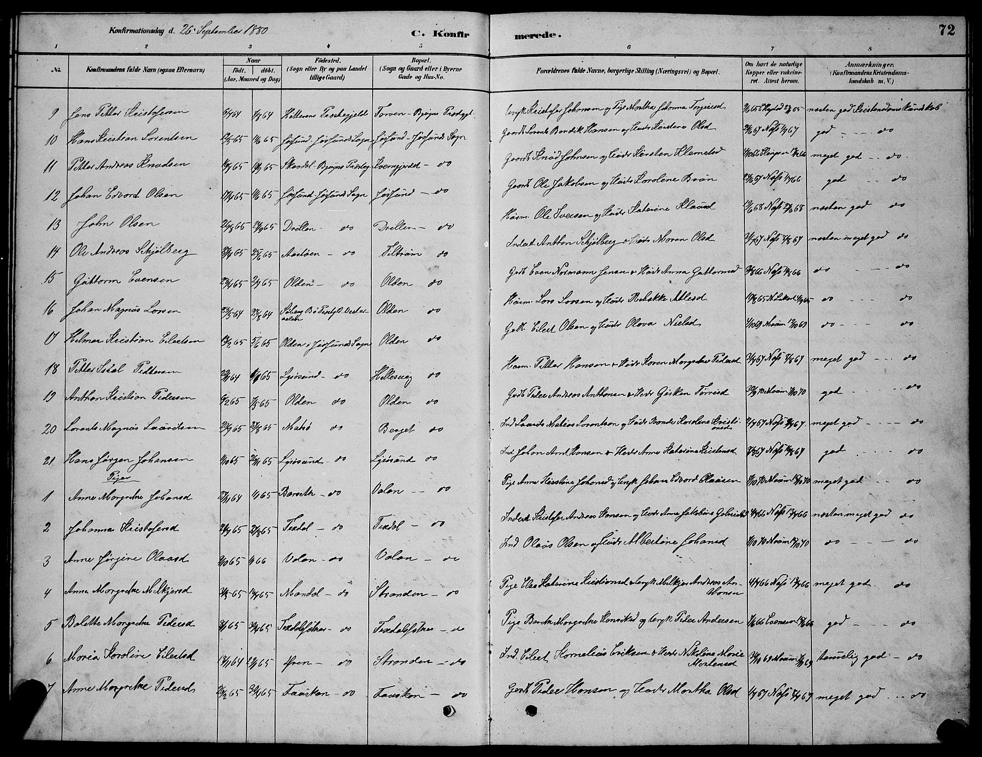 Ministerialprotokoller, klokkerbøker og fødselsregistre - Sør-Trøndelag, SAT/A-1456/654/L0665: Parish register (copy) no. 654C01, 1879-1901, p. 72