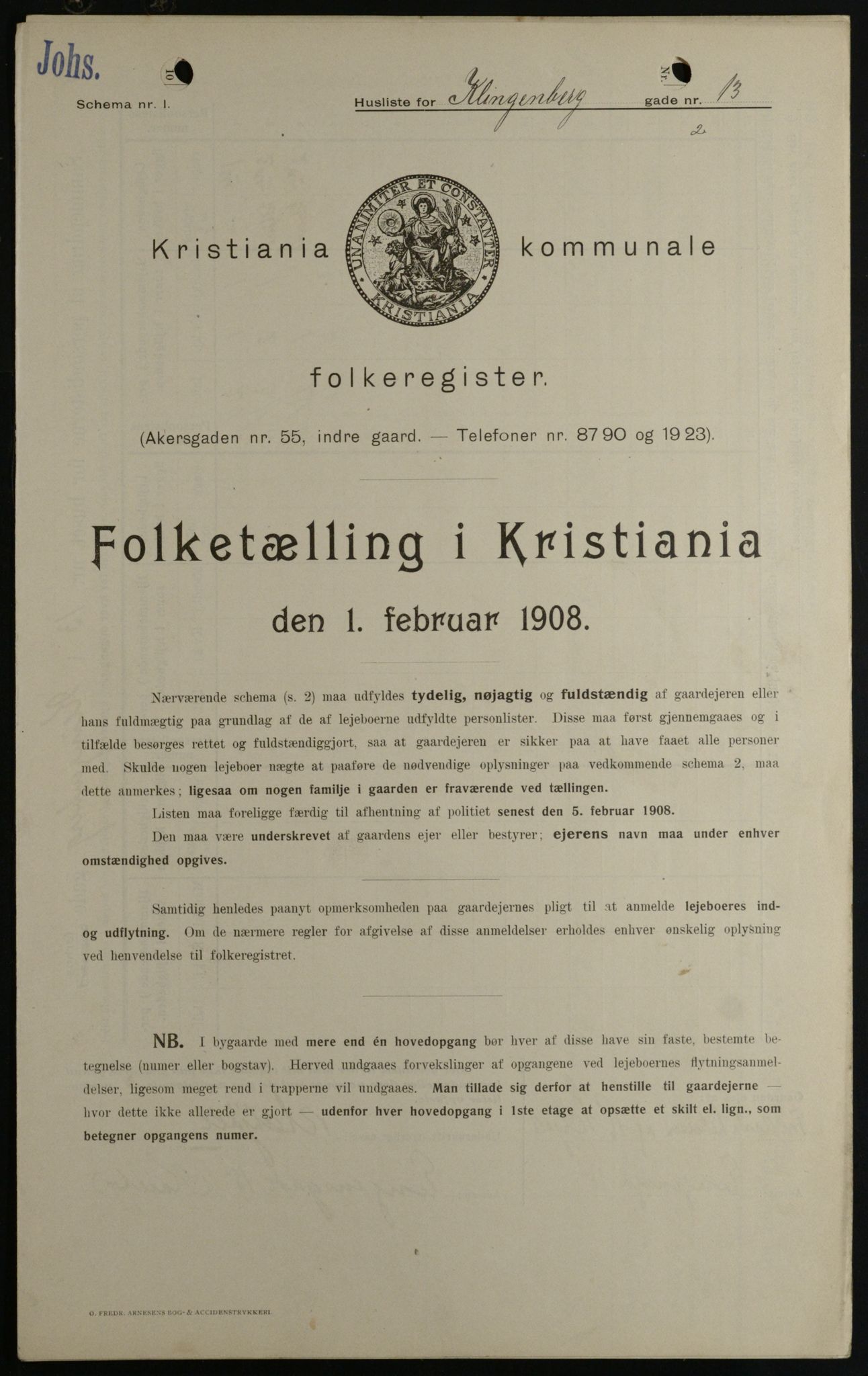 OBA, Municipal Census 1908 for Kristiania, 1908, p. 46389