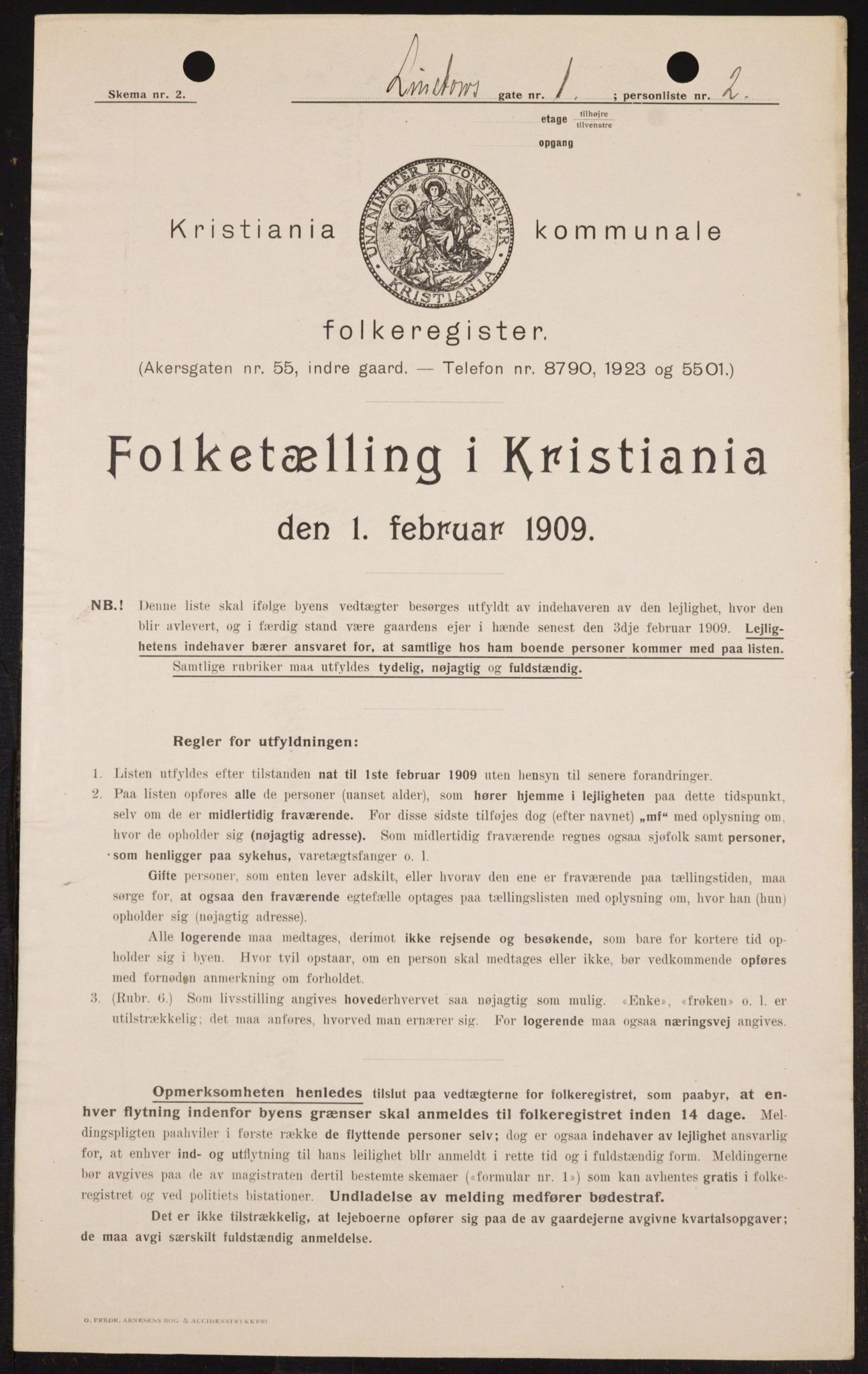 OBA, Municipal Census 1909 for Kristiania, 1909, p. 52604