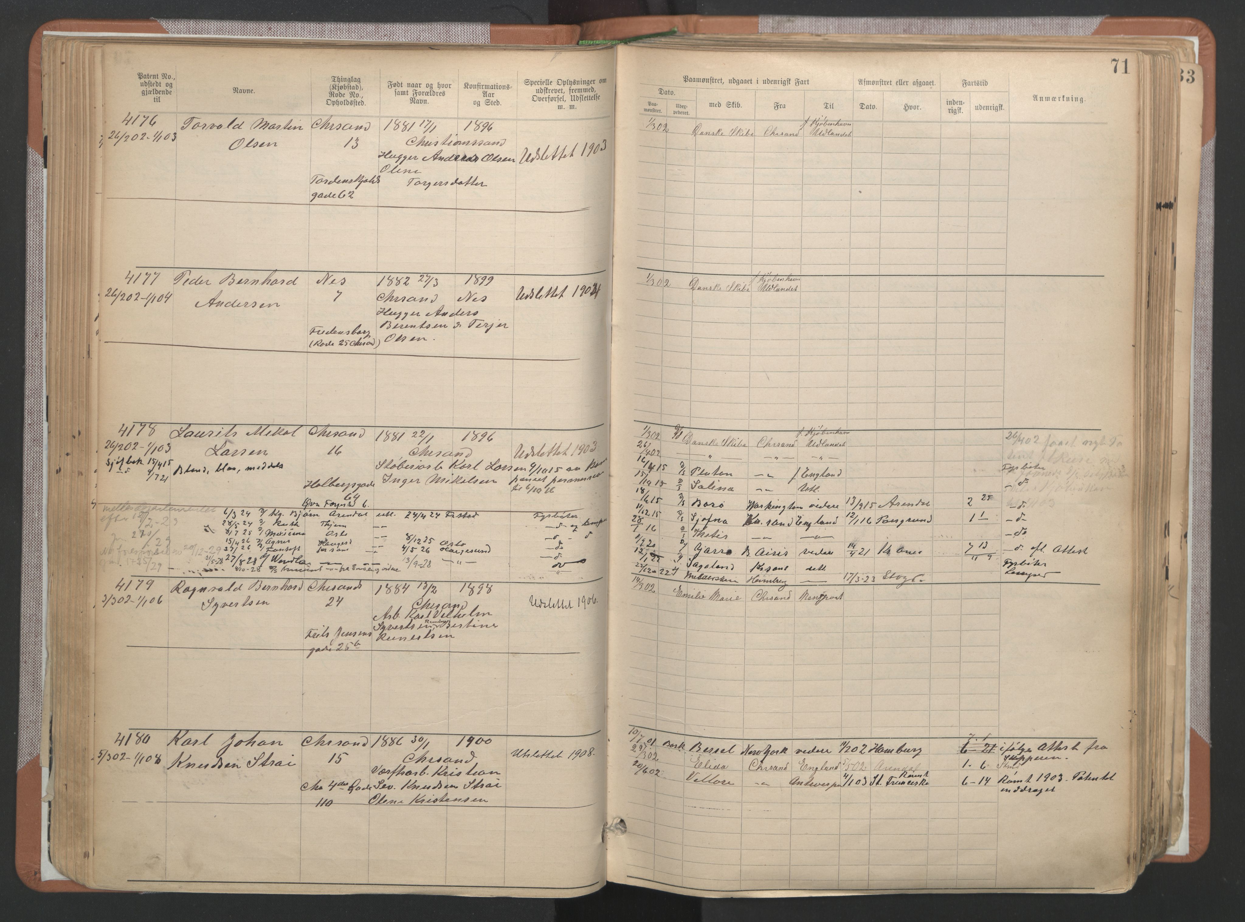Kristiansand mønstringskrets, AV/SAK-2031-0015/F/Fa/L0007: Annotasjonsrulle nr 3831-6645, I-5, 1898-1920, p. 117