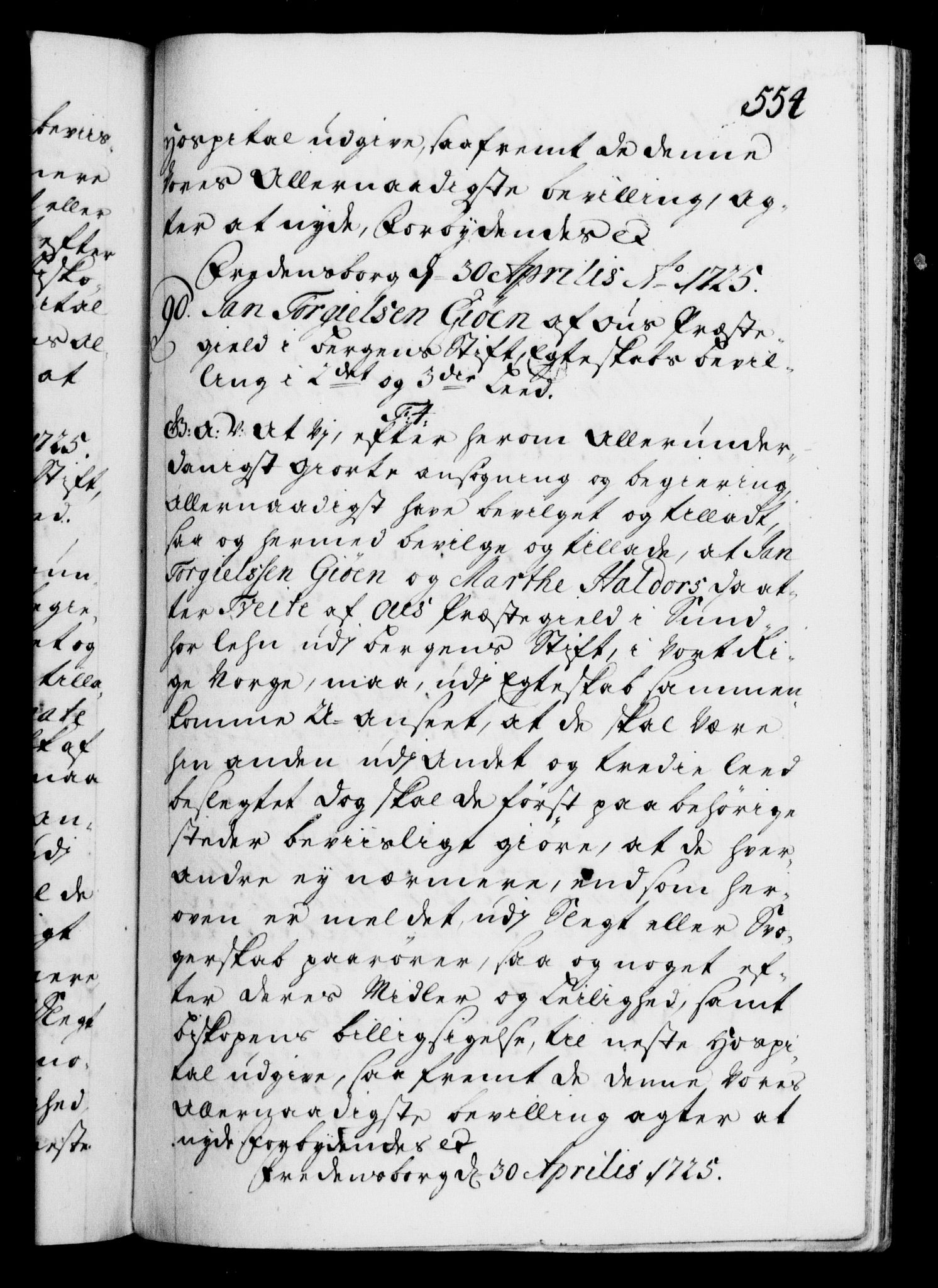 Danske Kanselli 1572-1799, AV/RA-EA-3023/F/Fc/Fca/Fcaa/L0024: Norske registre, 1723-1725, p. 554a