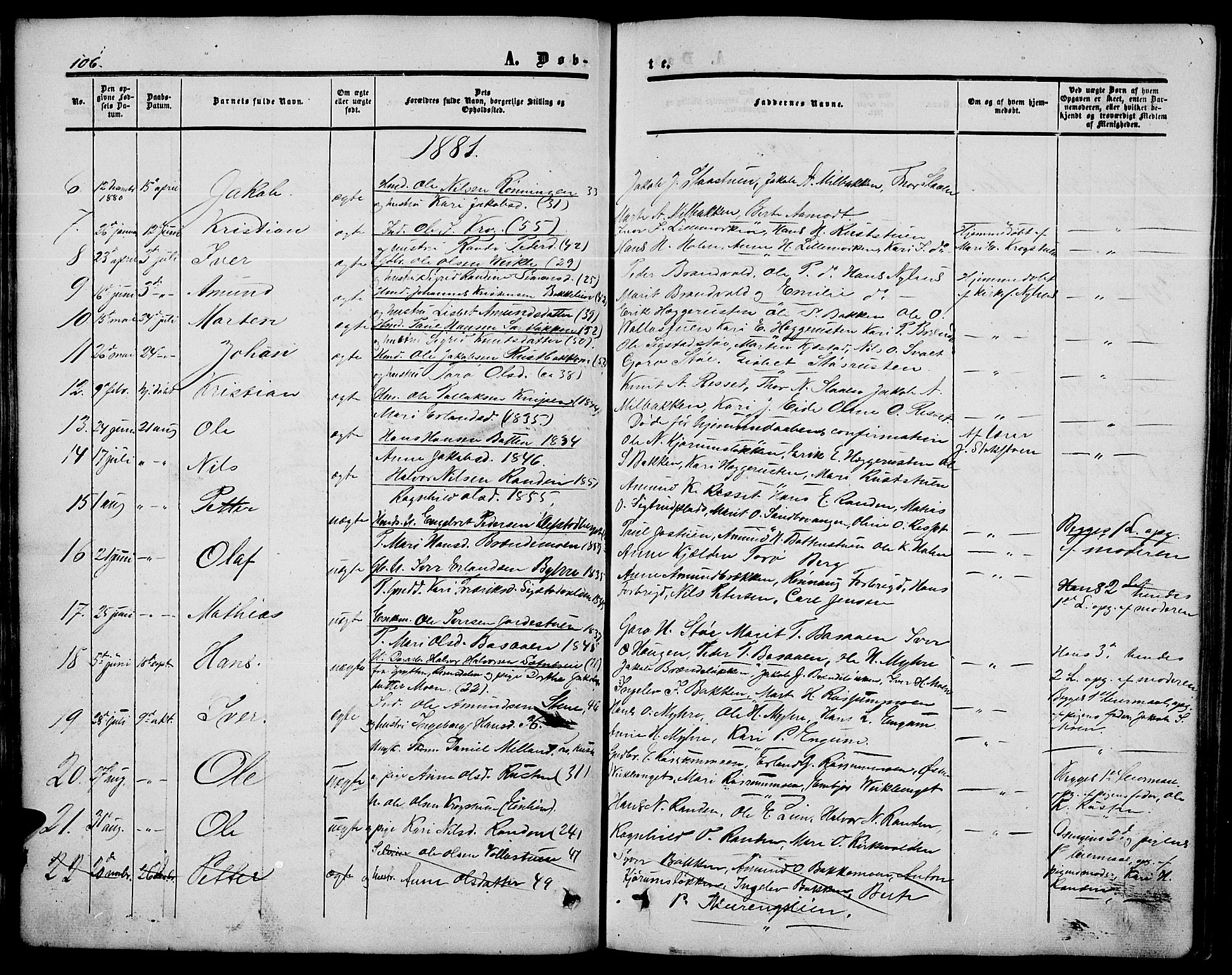 Nord-Fron prestekontor, SAH/PREST-080/H/Ha/Hab/L0003: Parish register (copy) no. 3, 1851-1886, p. 106