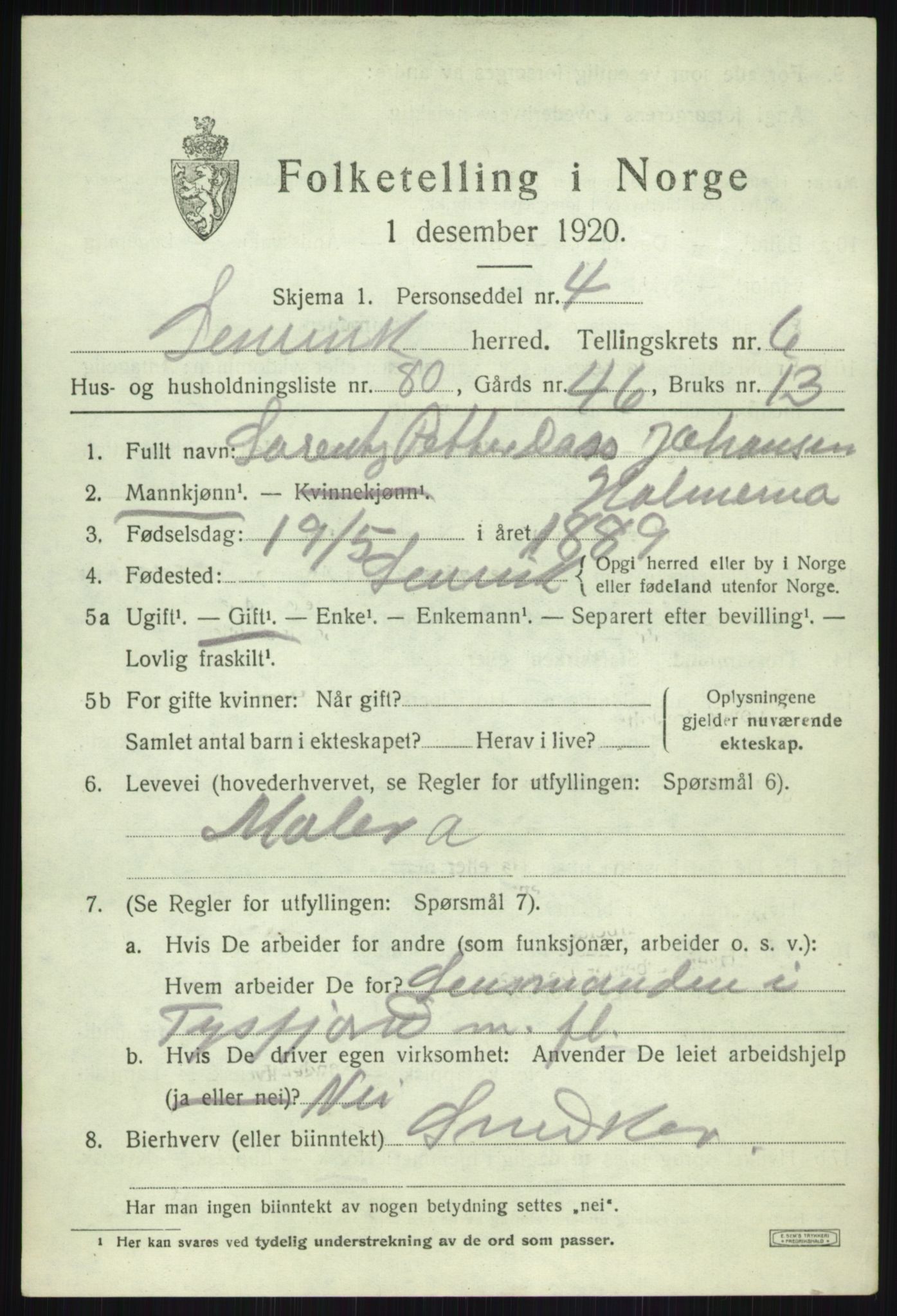 SATØ, 1920 census for Lenvik, 1920, p. 9030