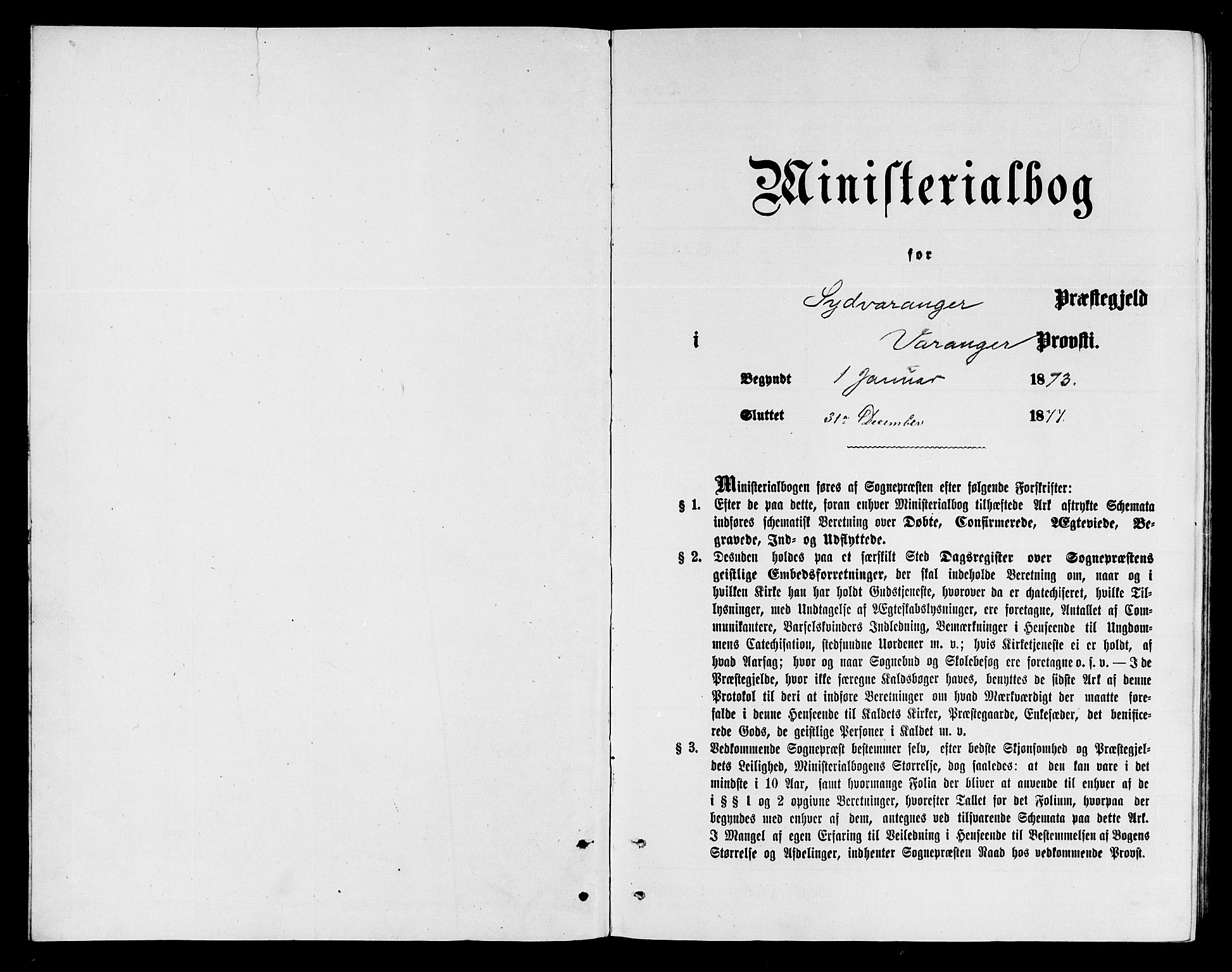 Sør-Varanger sokneprestkontor, AV/SATØ-S-1331/H/Hb/L0002klokker: Parish register (copy) no. 2, 1873-1877