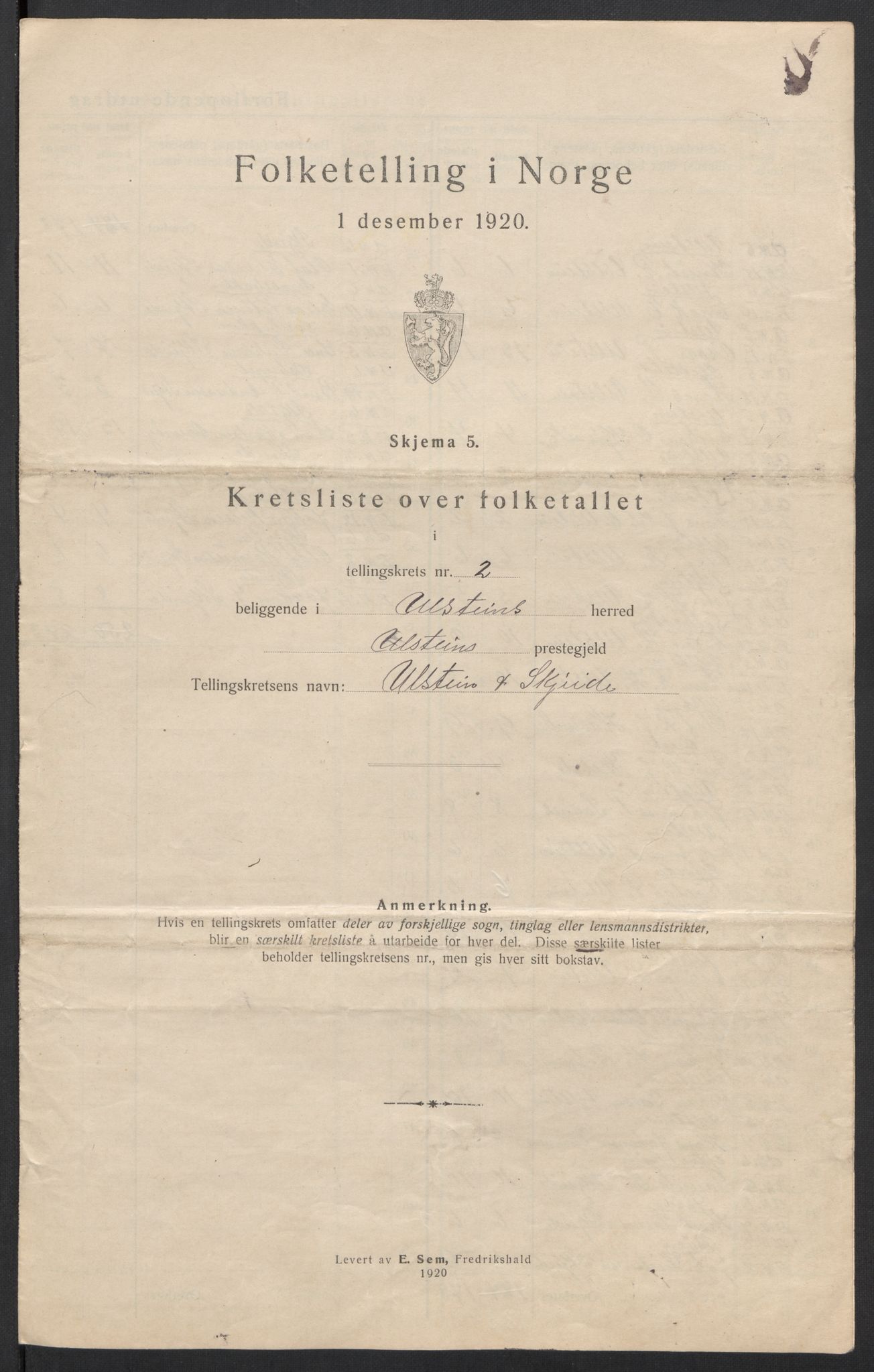 SAT, 1920 census for Ulstein, 1920, p. 17