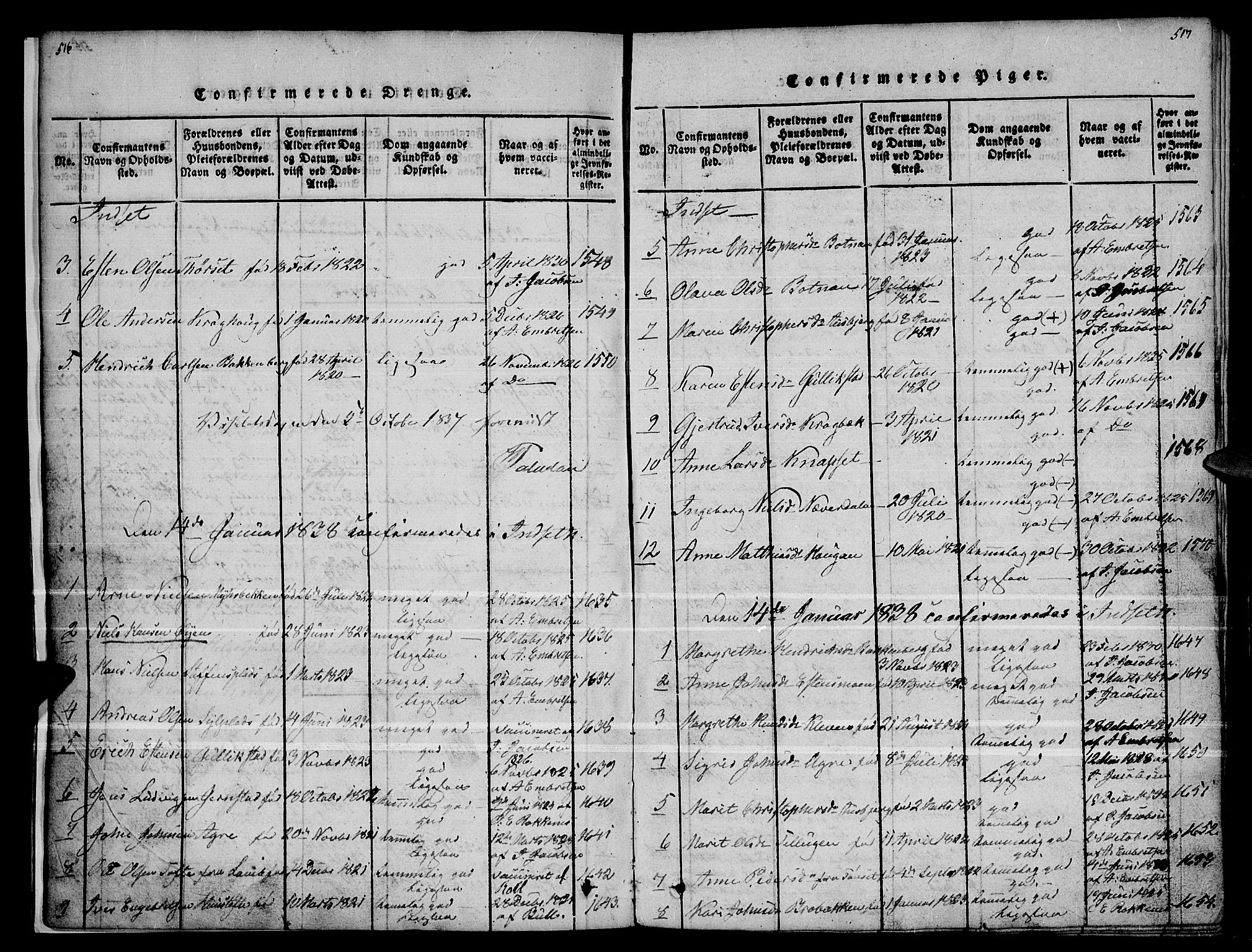 Kvikne prestekontor, SAH/PREST-064/H/Ha/Haa/L0004: Parish register (official) no. 4, 1815-1840, p. 516-517
