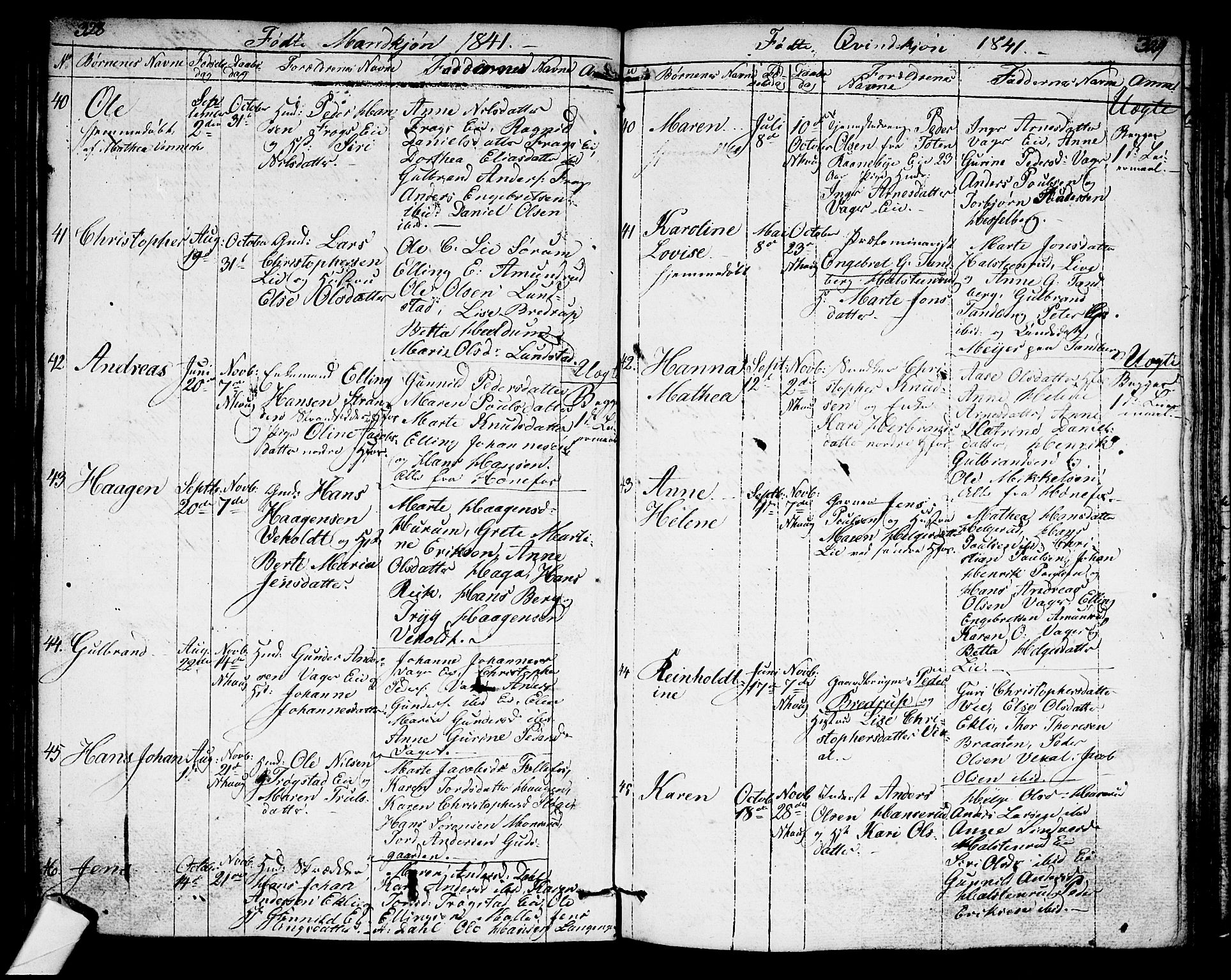 Norderhov kirkebøker, AV/SAKO-A-237/G/Ga/L0004: Parish register (copy) no. I 4, 1824-1849, p. 328-329