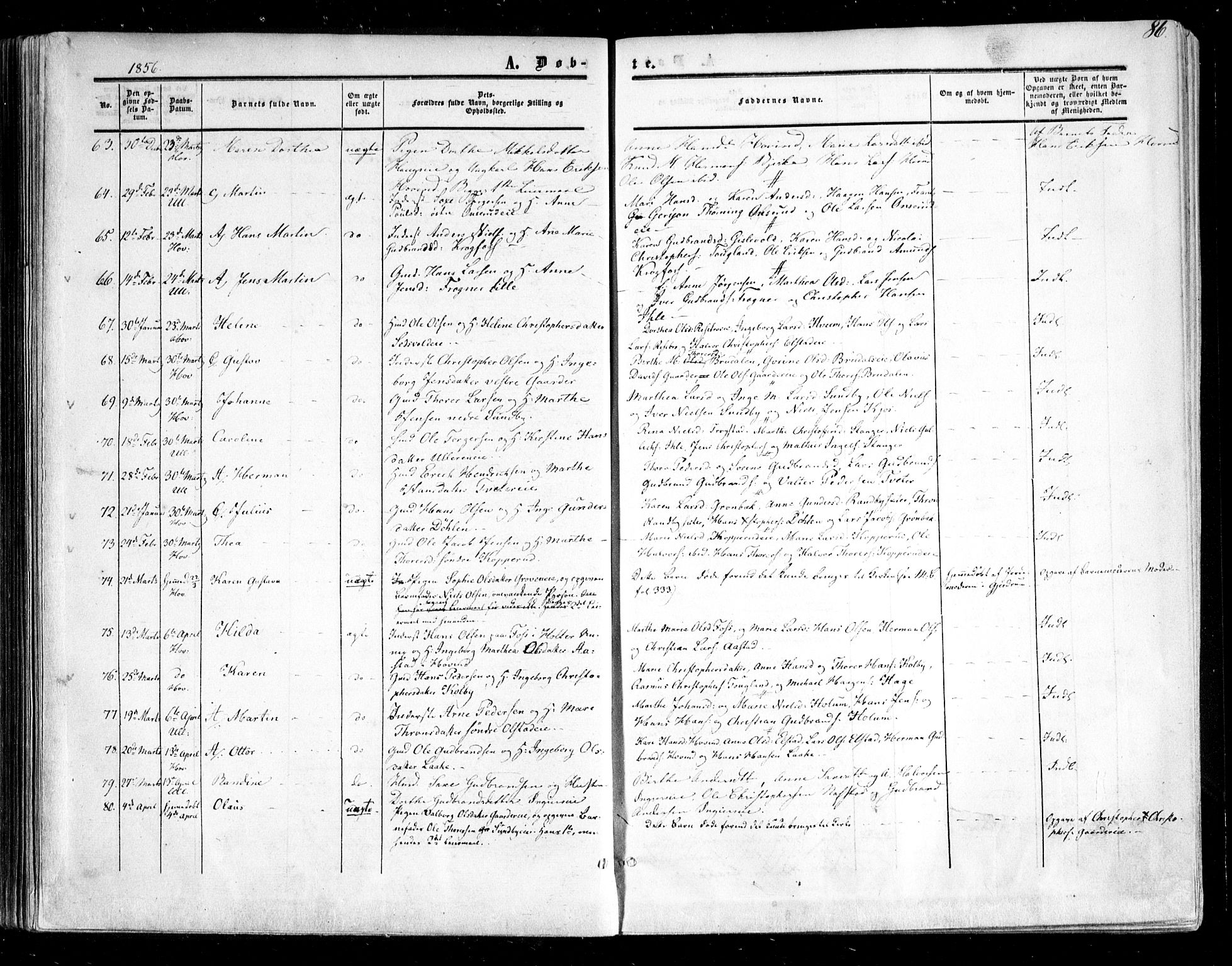 Ullensaker prestekontor Kirkebøker, SAO/A-10236a/F/Fa/L0015.a: Parish register (official) no. I 15A, 1851-1862, p. 86