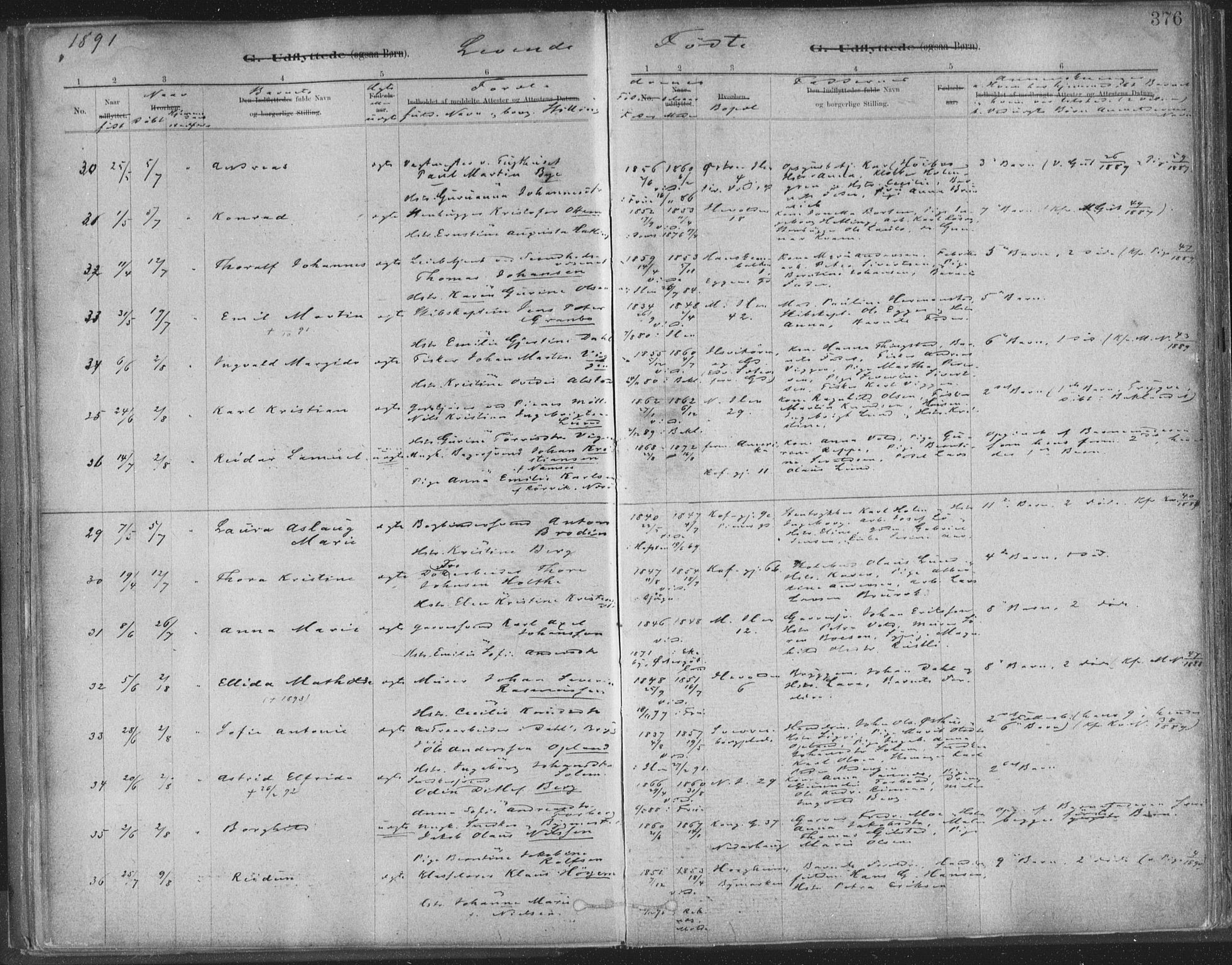 Ministerialprotokoller, klokkerbøker og fødselsregistre - Sør-Trøndelag, AV/SAT-A-1456/603/L0163: Parish register (official) no. 603A02, 1879-1895, p. 376