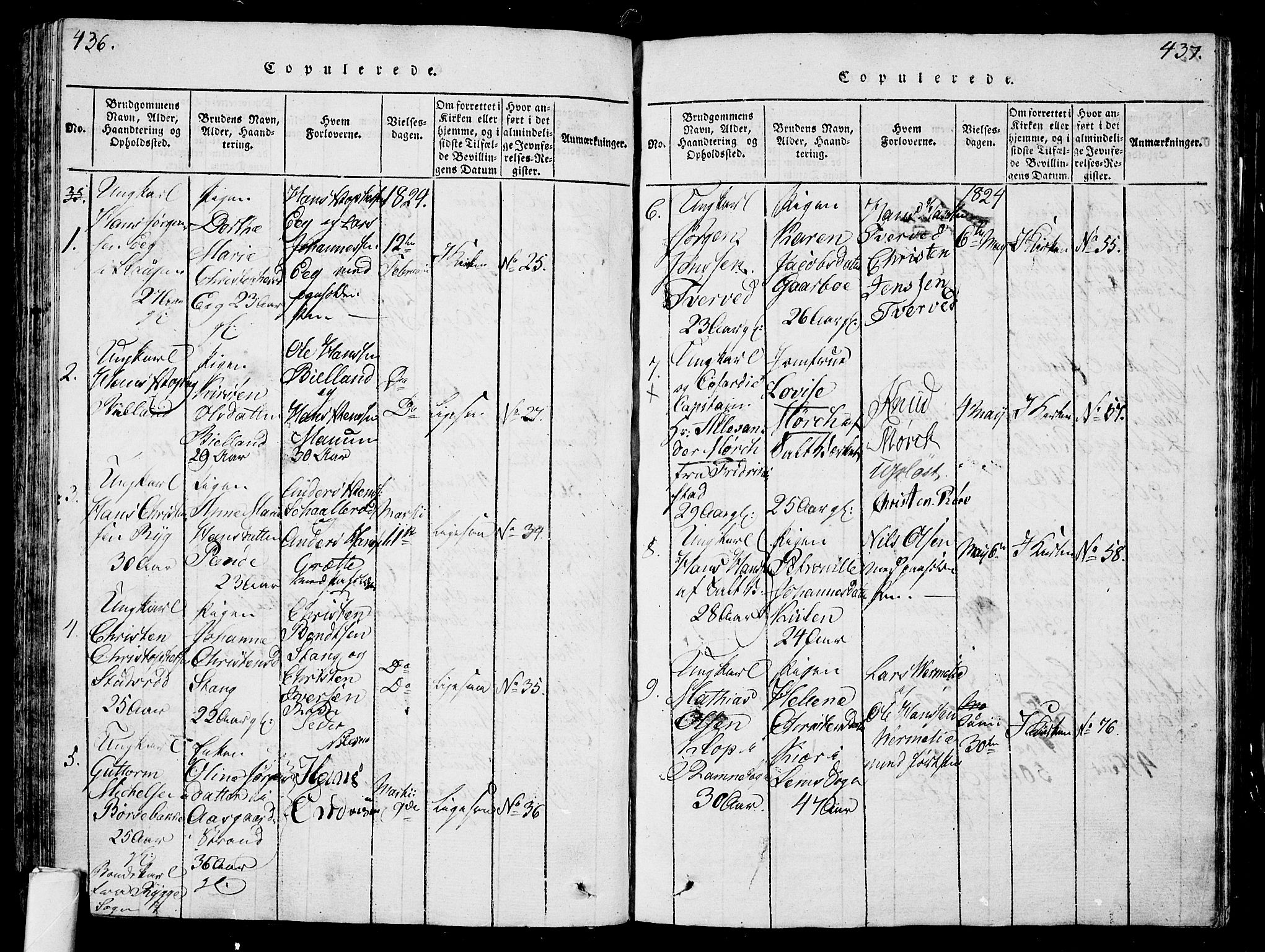 Sem kirkebøker, AV/SAKO-A-5/G/Ga/L0001: Parish register (copy) no. I 1, 1814-1825, p. 436-437