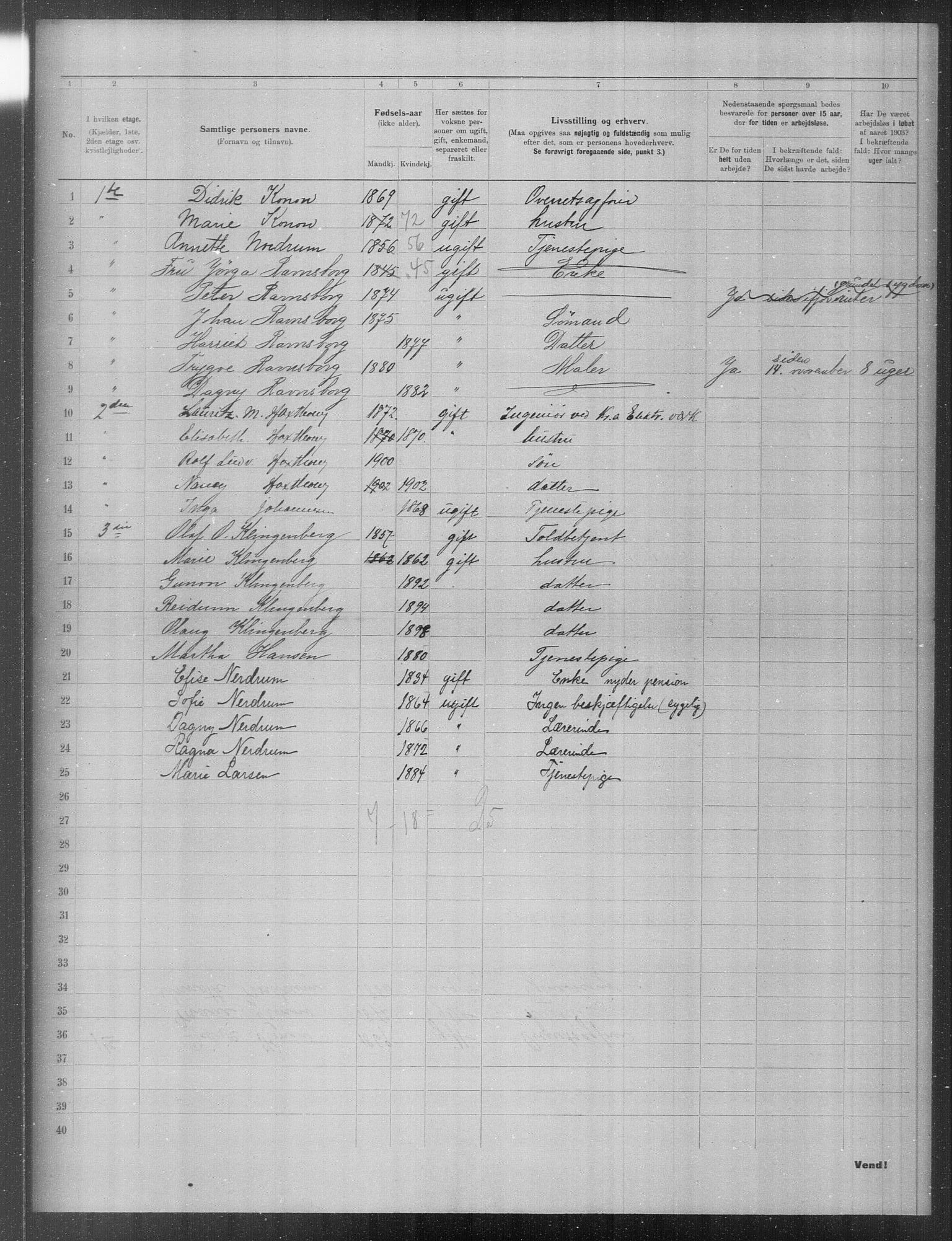 OBA, Municipal Census 1903 for Kristiania, 1903, p. 19110