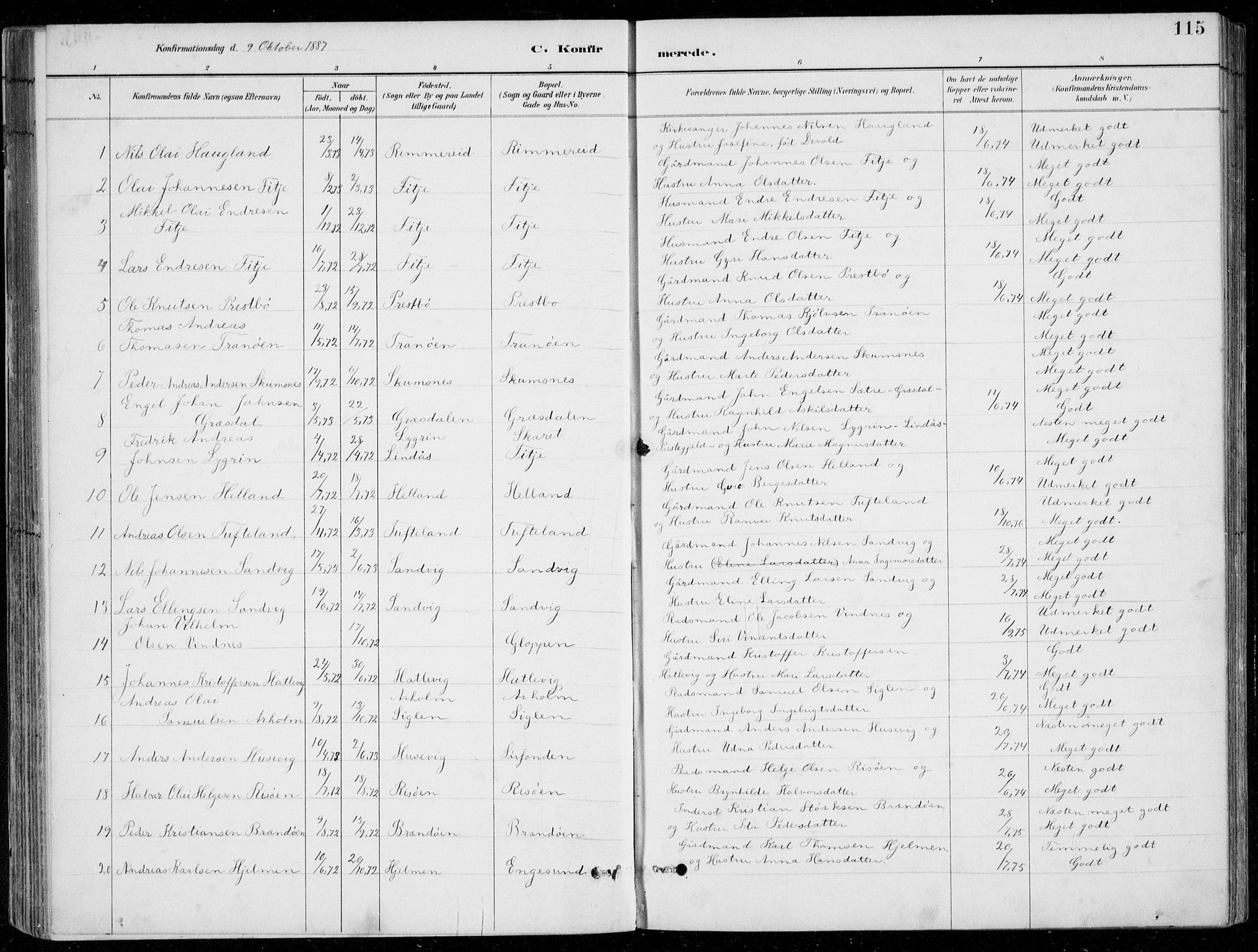 Fitjar sokneprestembete, AV/SAB-A-99926: Parish register (copy) no. A 2, 1887-1906, p. 115