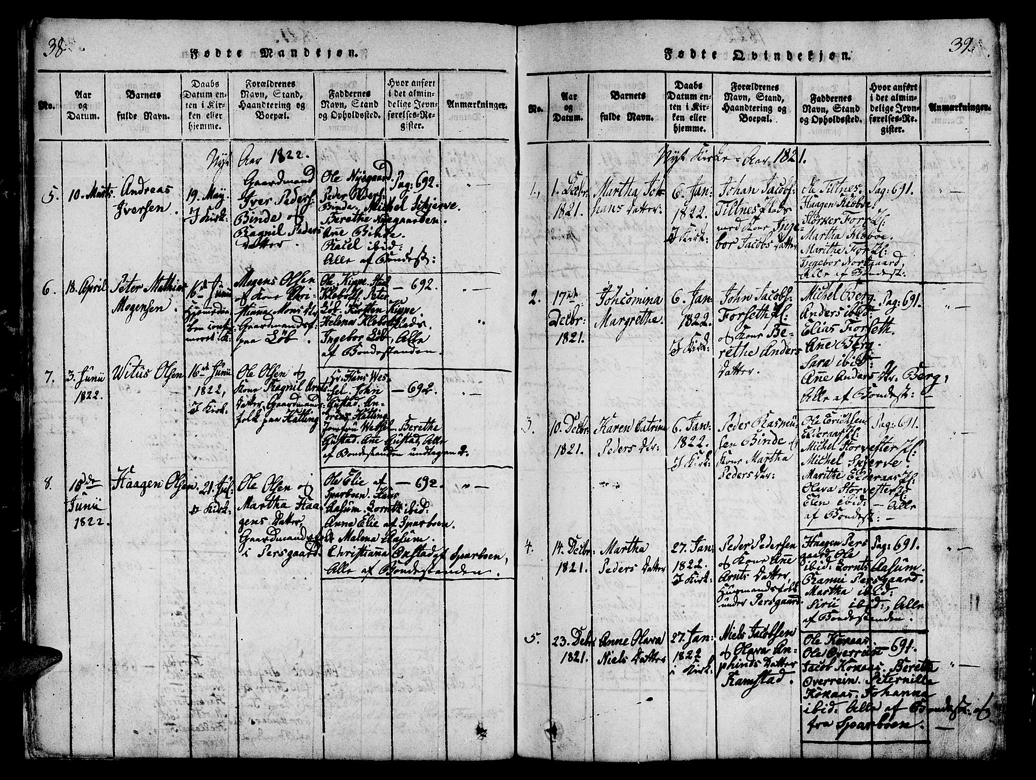 Ministerialprotokoller, klokkerbøker og fødselsregistre - Nord-Trøndelag, SAT/A-1458/746/L0441: Parish register (official) no. 746A03 /1, 1816-1827, p. 38-39