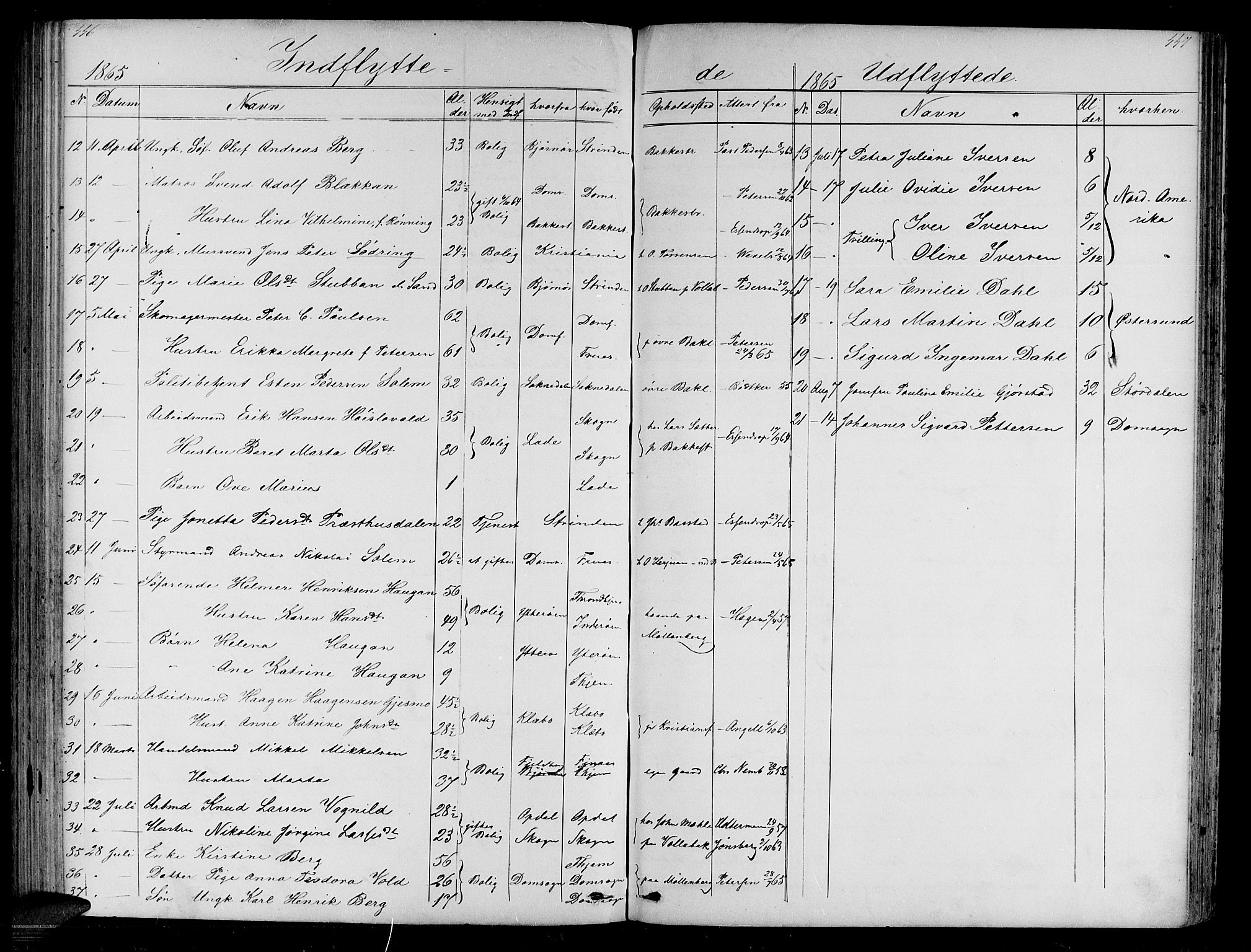 Ministerialprotokoller, klokkerbøker og fødselsregistre - Sør-Trøndelag, SAT/A-1456/604/L0219: Parish register (copy) no. 604C02, 1851-1869, p. 446-447