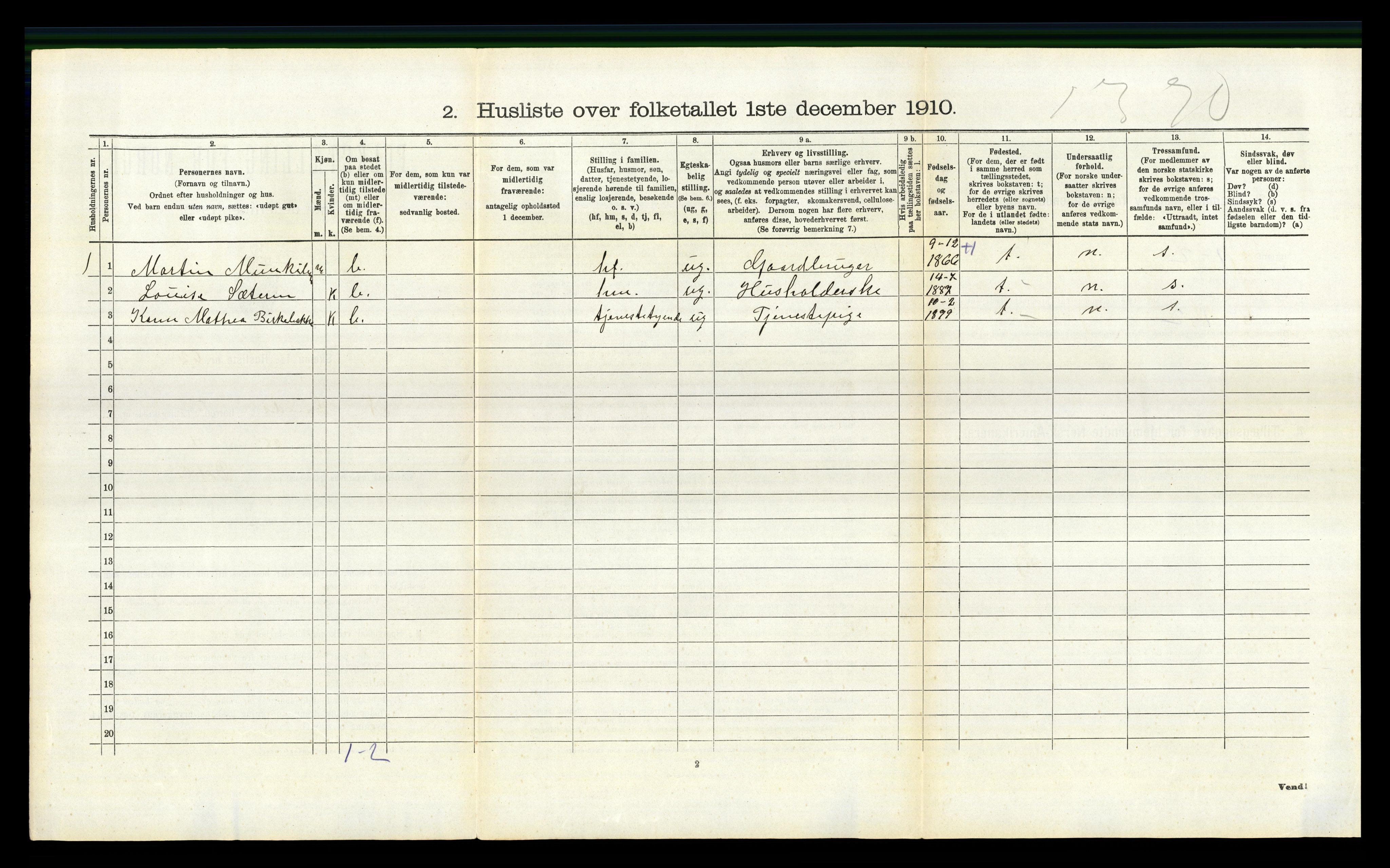 RA, 1910 census for Nordre Land, 1910, p. 584