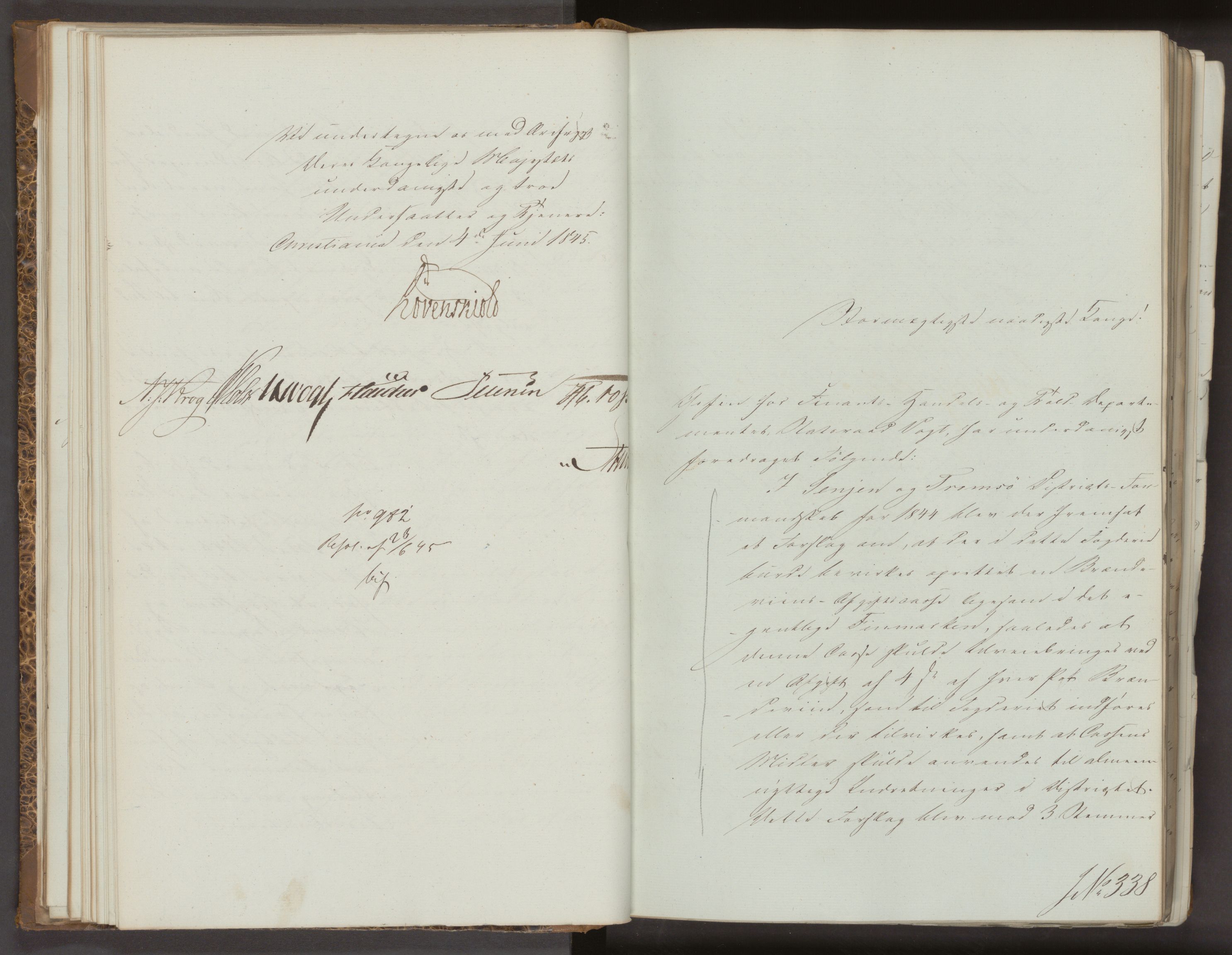 Statsrådsavdelingen i Stockholm, AV/RA-S-1003/D/Da/L0217: Regjeringsinnstillinger nr. 323-474, 1845