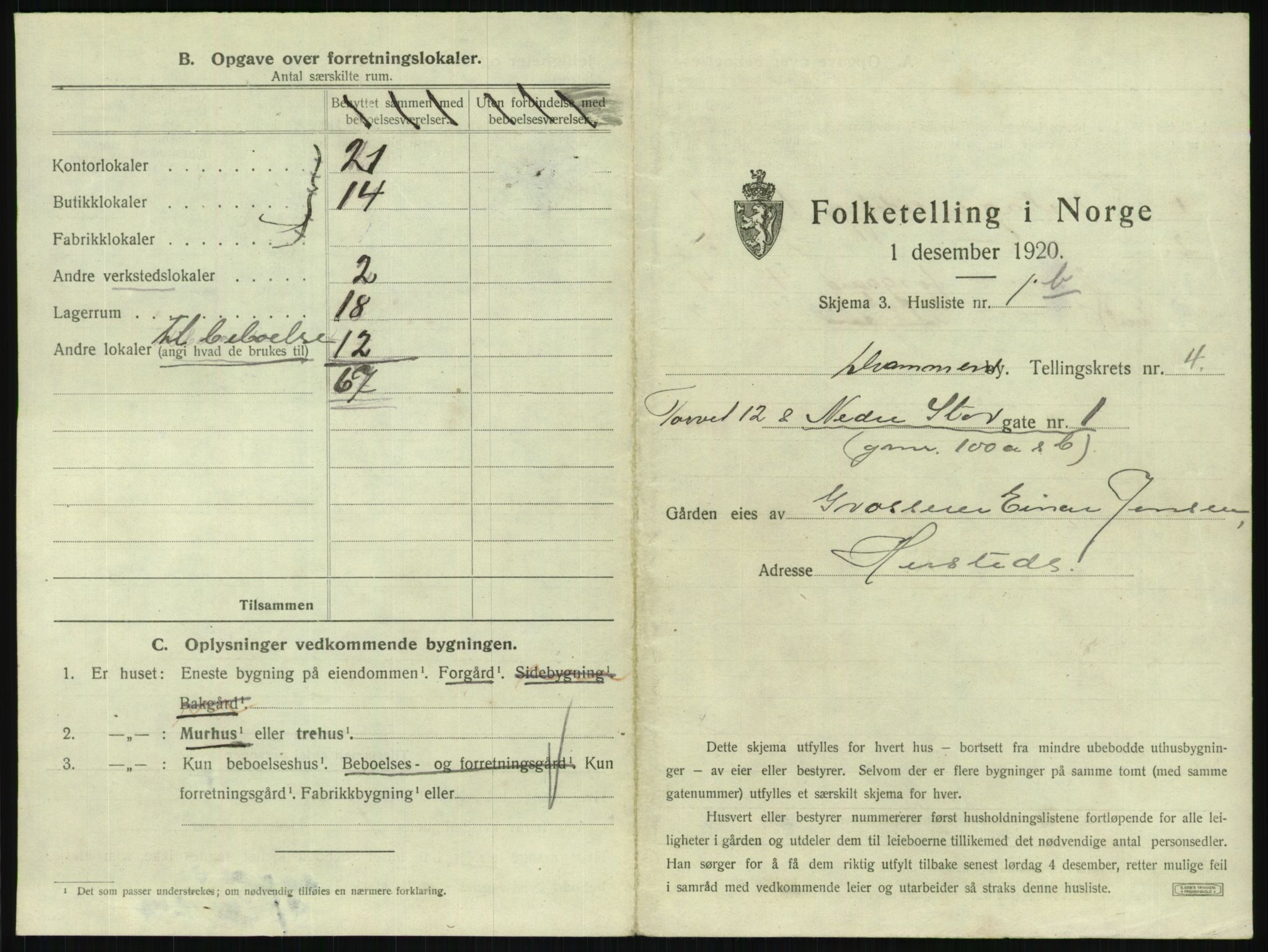 SAKO, 1920 census for Drammen, 1920, p. 1670