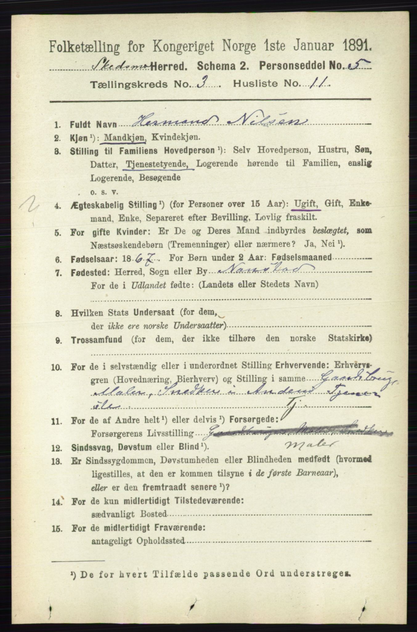 RA, 1891 census for 0231 Skedsmo, 1891, p. 1360