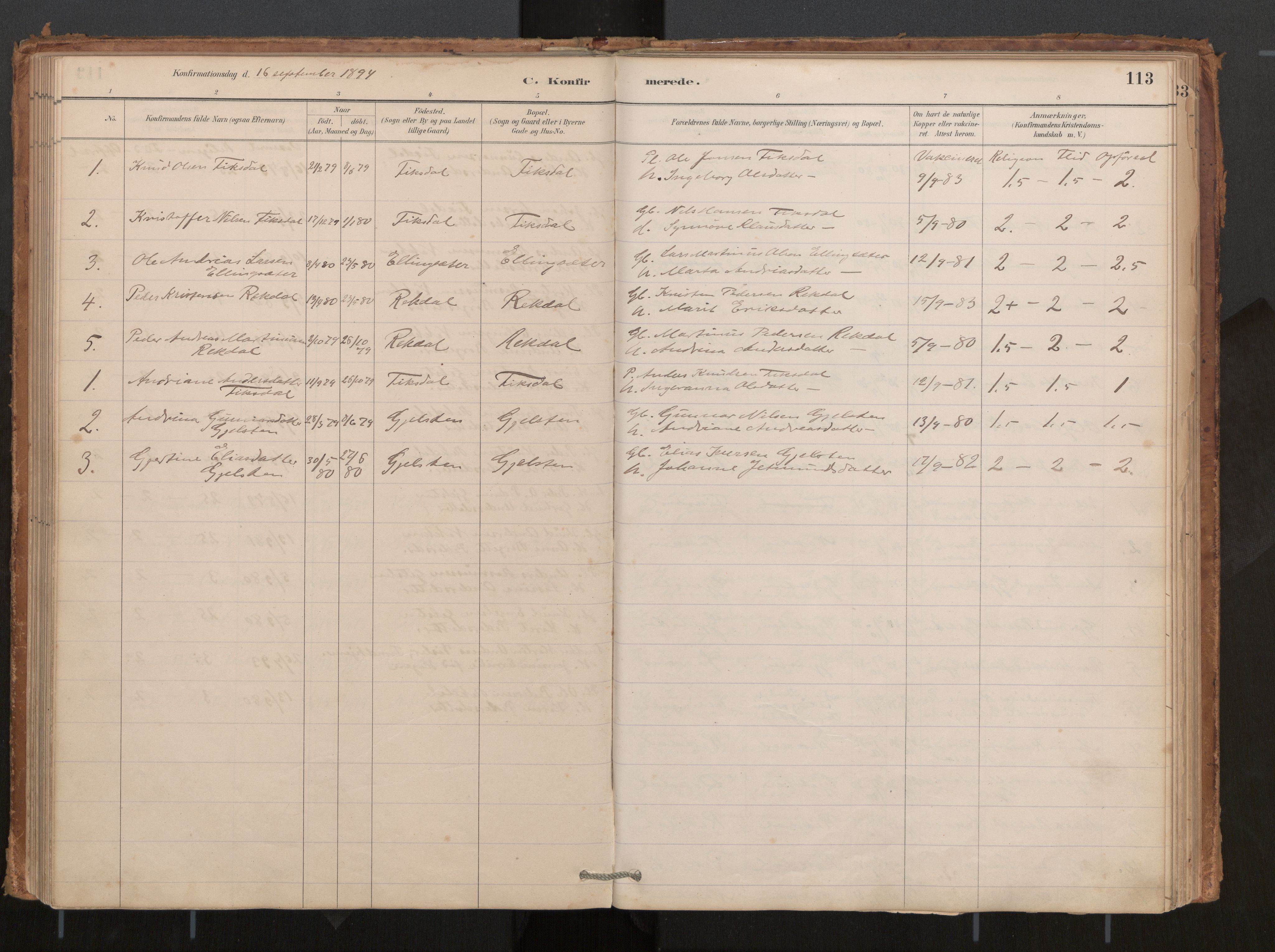 Ministerialprotokoller, klokkerbøker og fødselsregistre - Møre og Romsdal, AV/SAT-A-1454/540/L0540a: Parish register (official) no. 540A02, 1884-1908, p. 113