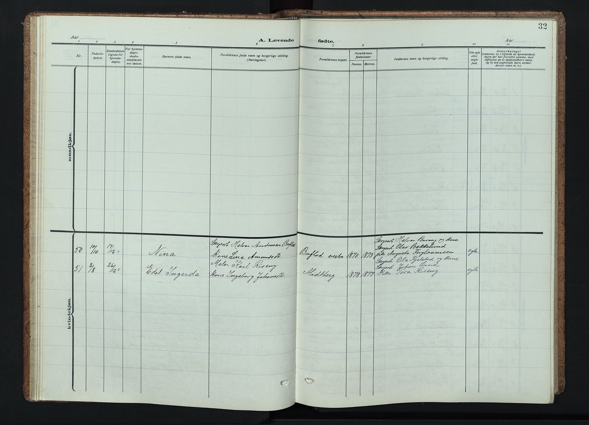 Trysil prestekontor, AV/SAH-PREST-046/H/Ha/Haa/L0015: Parish register (official) no. 15, 1913-1934, p. 32