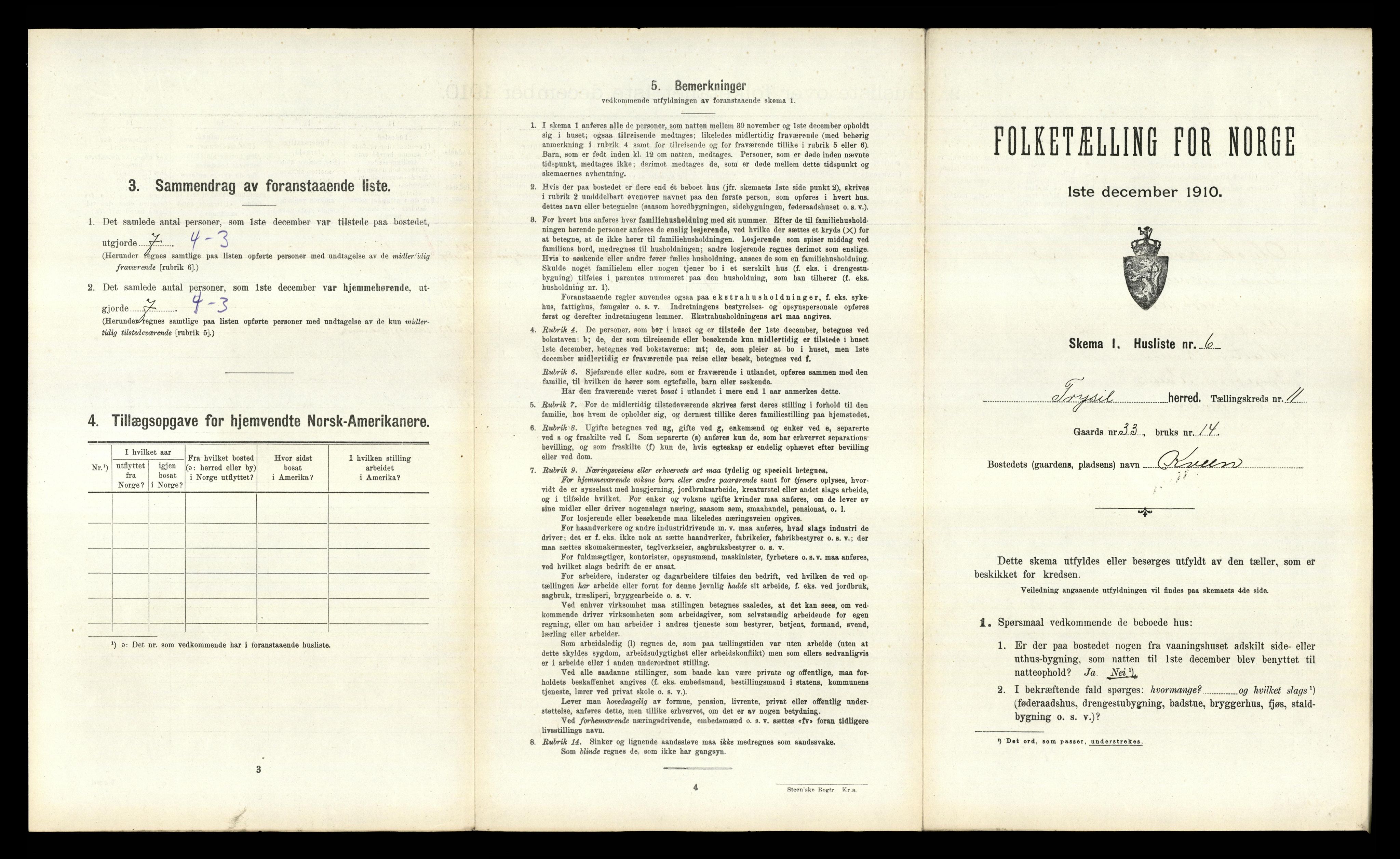 RA, 1910 census for Trysil, 1910, p. 1321
