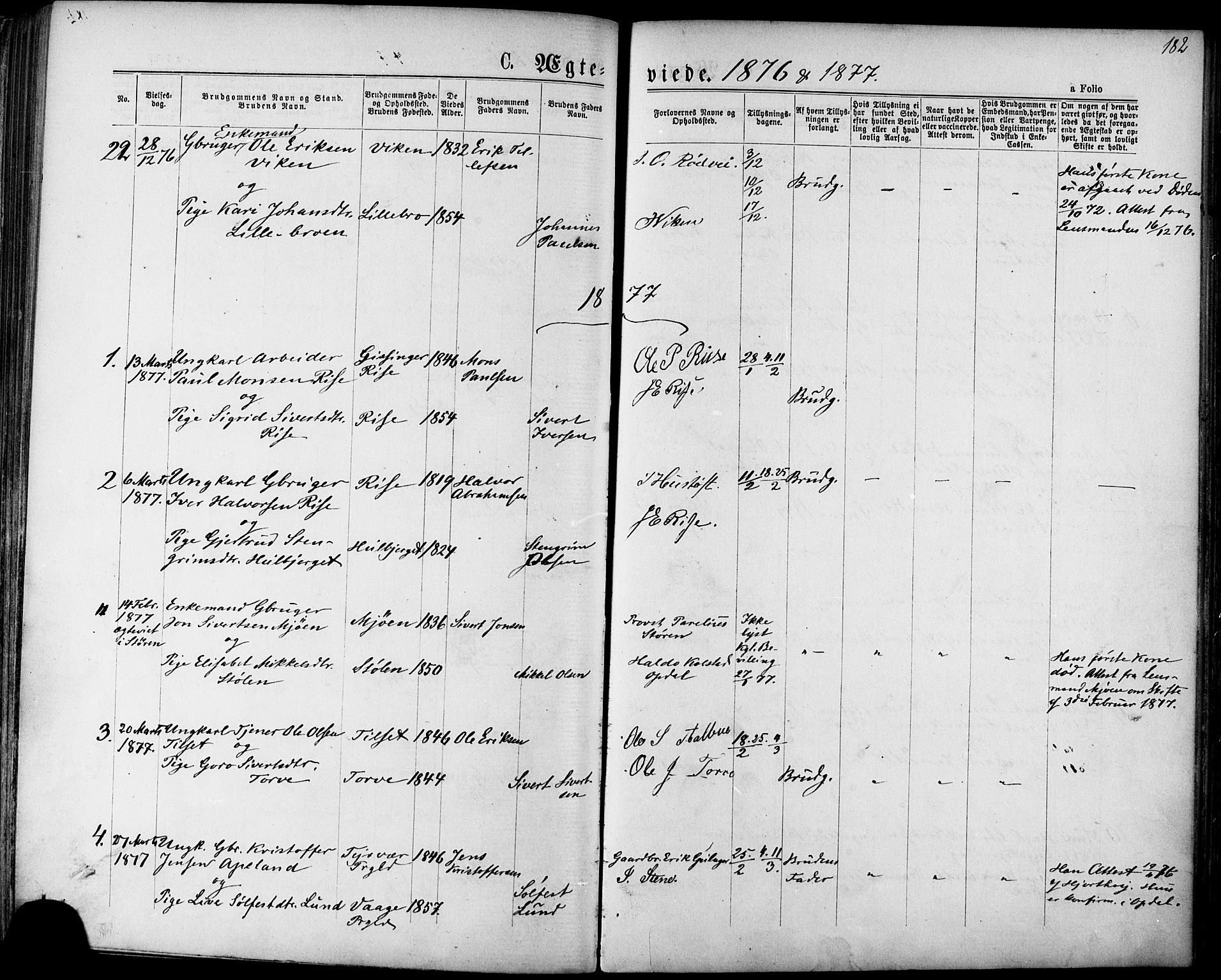 Ministerialprotokoller, klokkerbøker og fødselsregistre - Sør-Trøndelag, SAT/A-1456/678/L0900: Parish register (official) no. 678A09, 1872-1881, p. 182