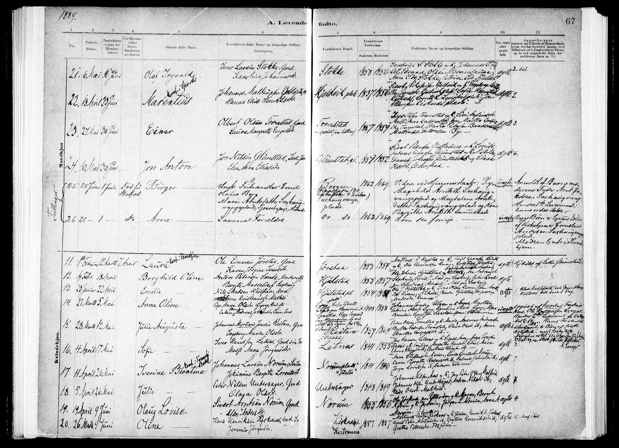 Ministerialprotokoller, klokkerbøker og fødselsregistre - Nord-Trøndelag, AV/SAT-A-1458/730/L0285: Parish register (official) no. 730A10, 1879-1914, p. 67