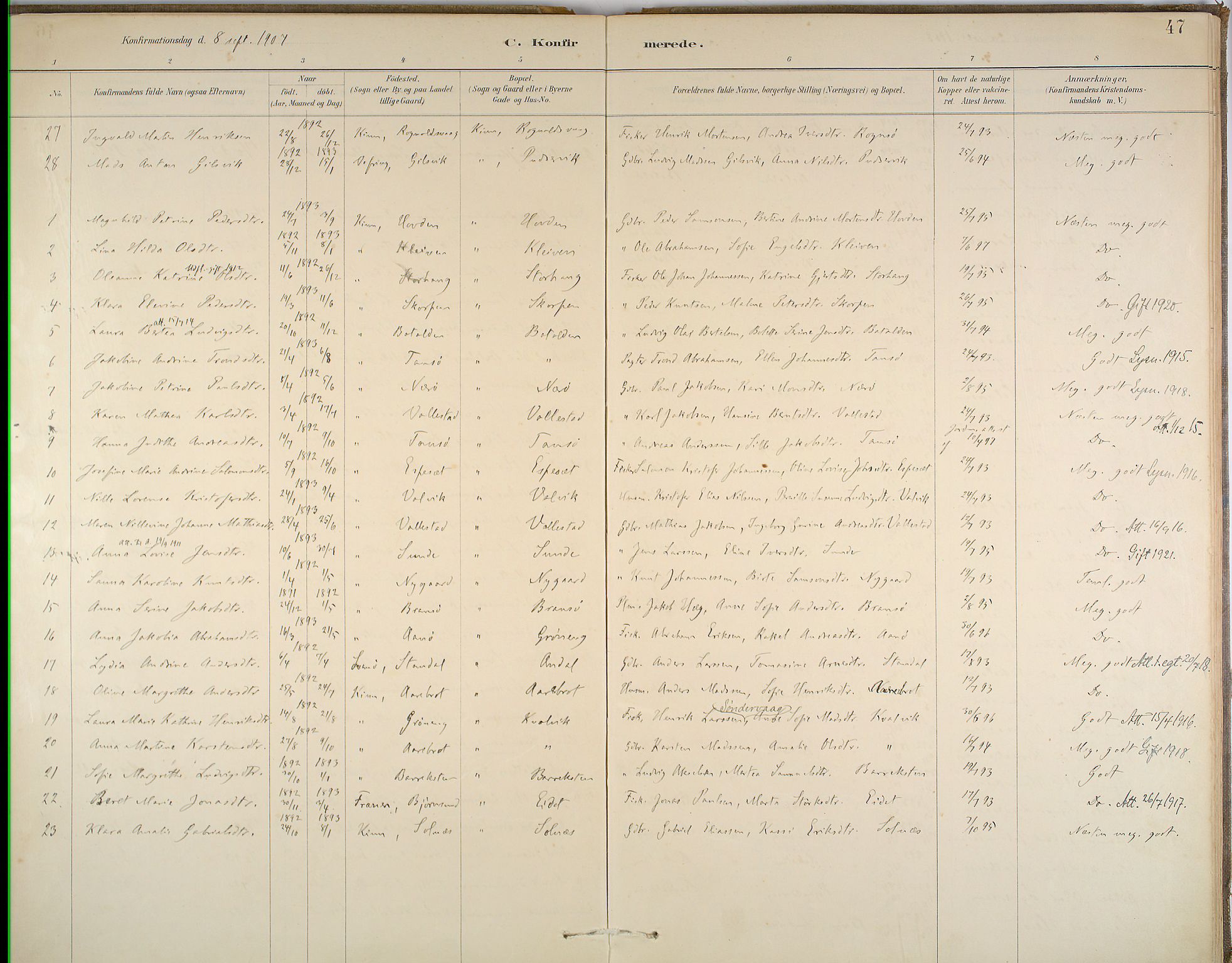 Kinn sokneprestembete, SAB/A-80801/H/Haa/Haab/L0006: Parish register (official) no. B 6, 1883-1925, p. 47