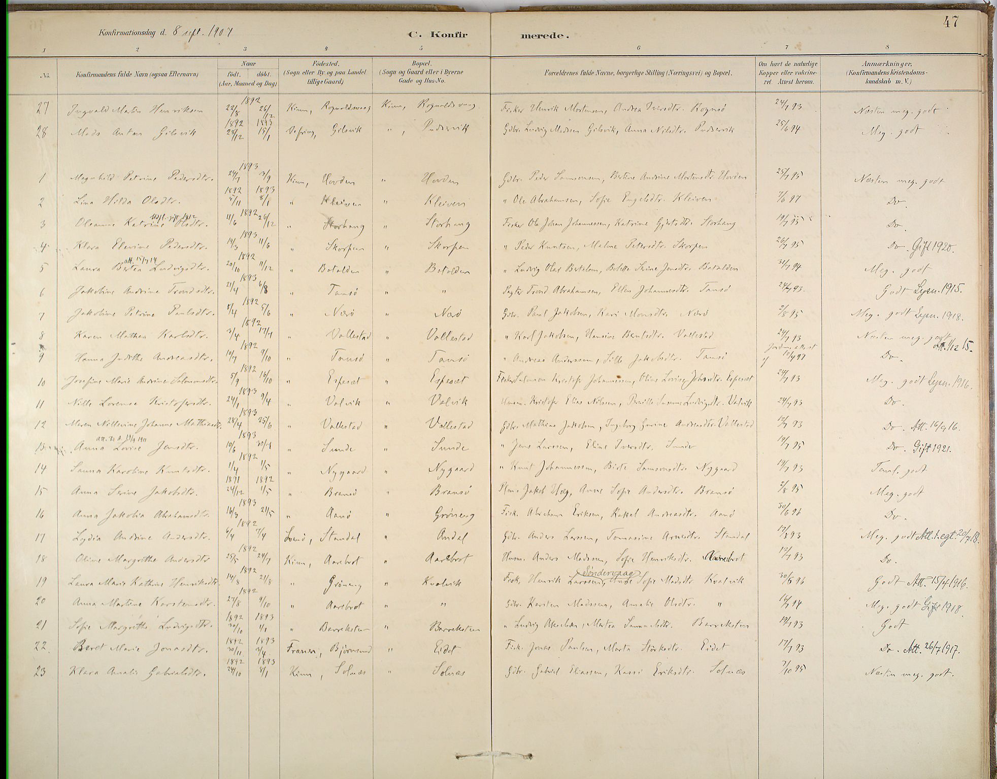 Kinn sokneprestembete, AV/SAB-A-80801/H/Haa/Haab/L0006: Parish register (official) no. B 6, 1883-1925, p. 47