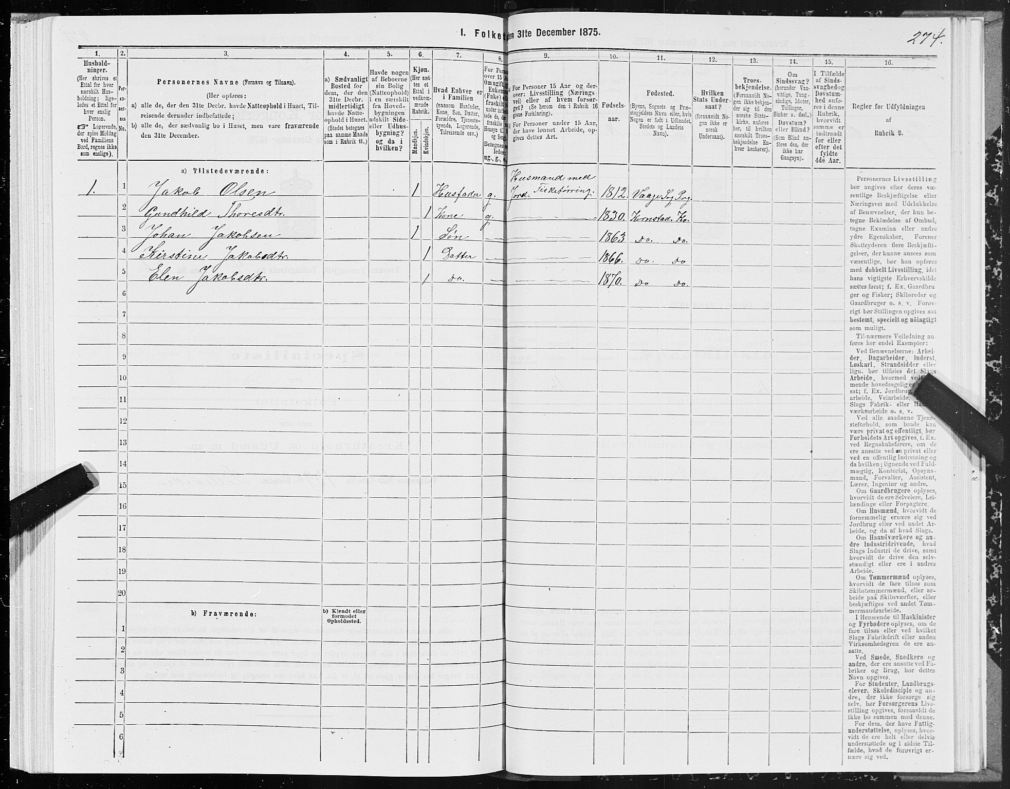 SAT, 1875 census for 1553P Kvernes, 1875, p. 2274