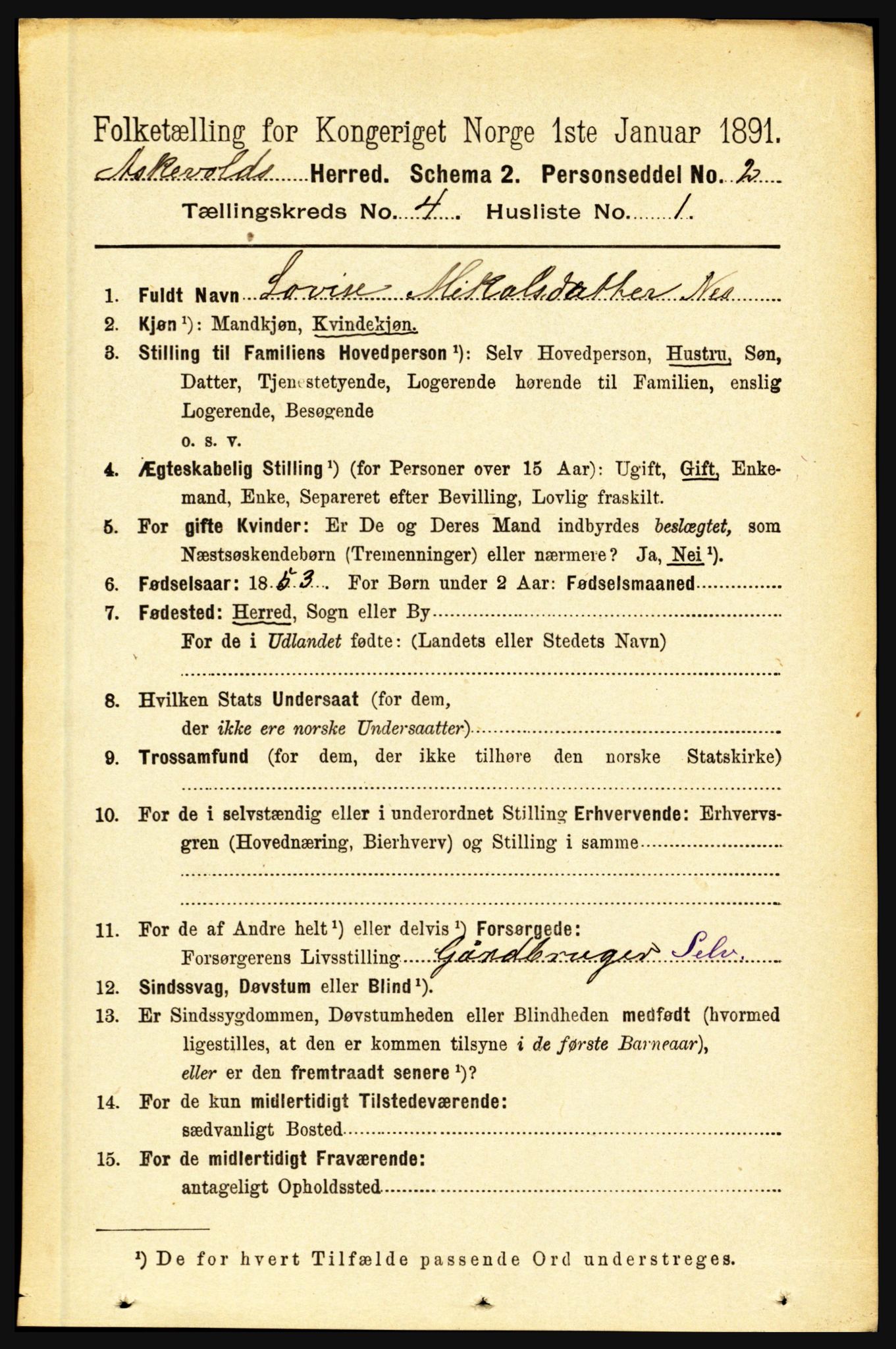 RA, 1891 census for 1428 Askvoll, 1891, p. 1242