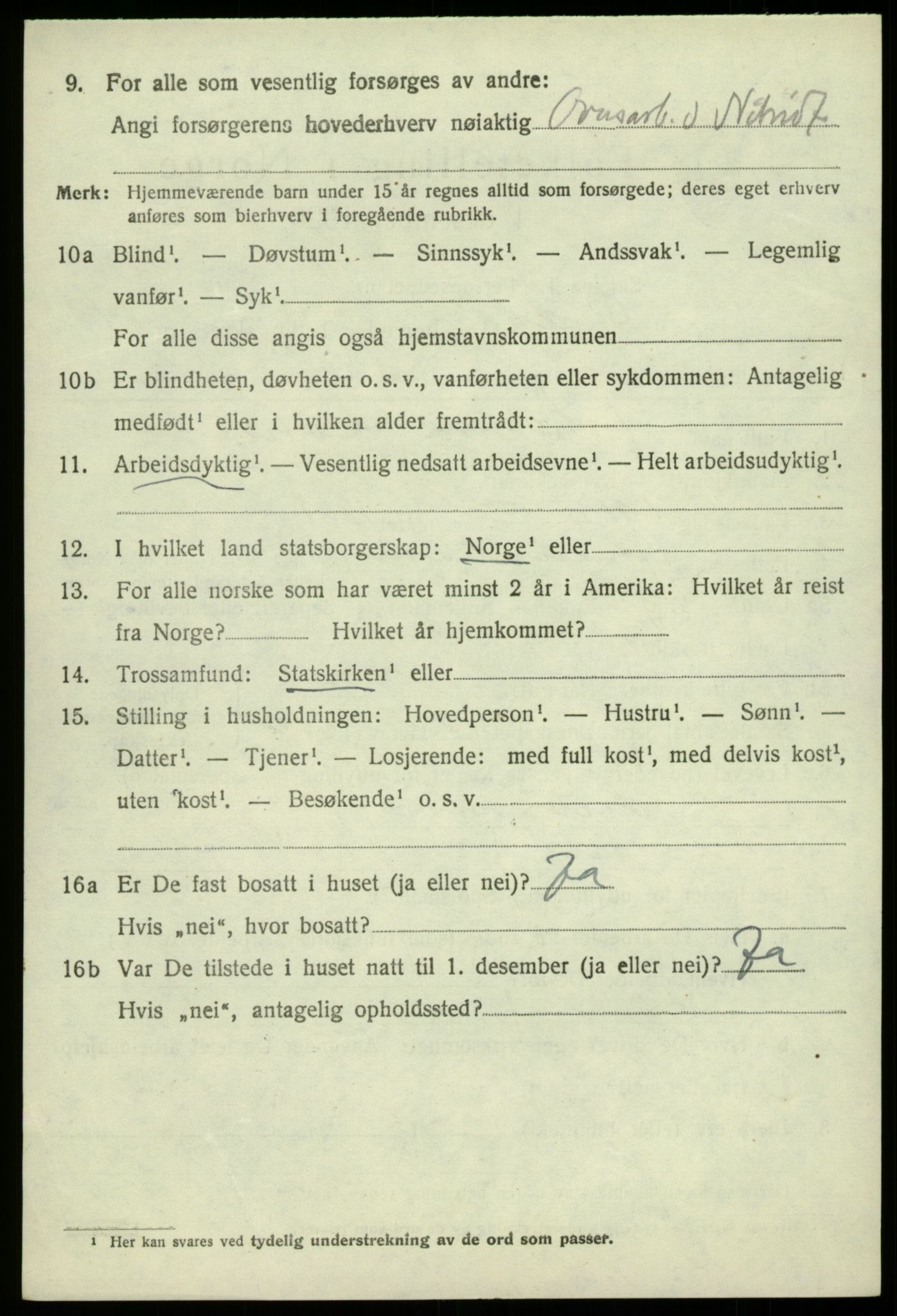 SAB, 1920 census for Odda, 1920, p. 12410