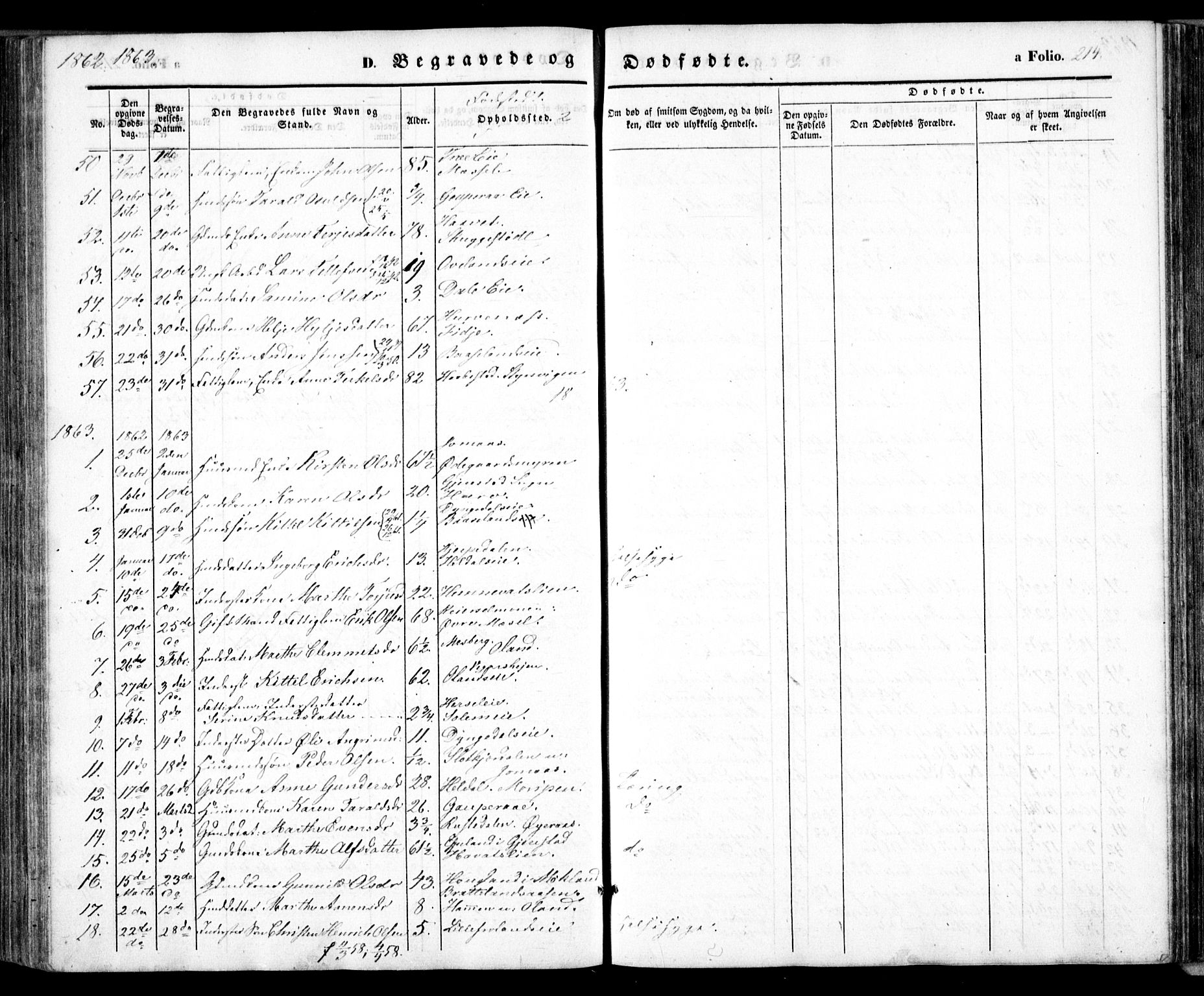 Froland sokneprestkontor, SAK/1111-0013/F/Fa/L0002: Parish register (official) no. A 2, 1845-1863, p. 214