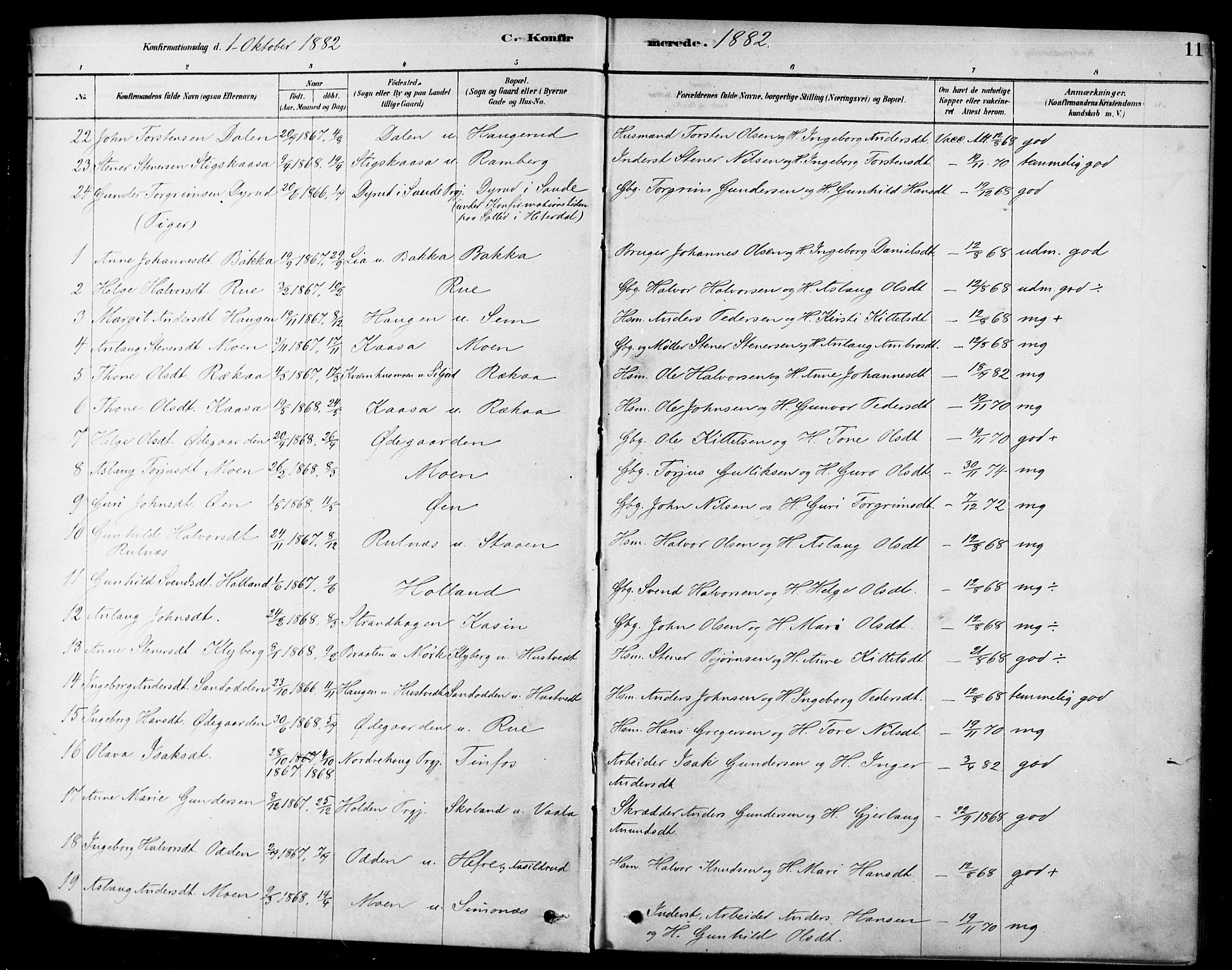 Heddal kirkebøker, SAKO/A-268/F/Fa/L0009: Parish register (official) no. I 9, 1878-1903, p. 11