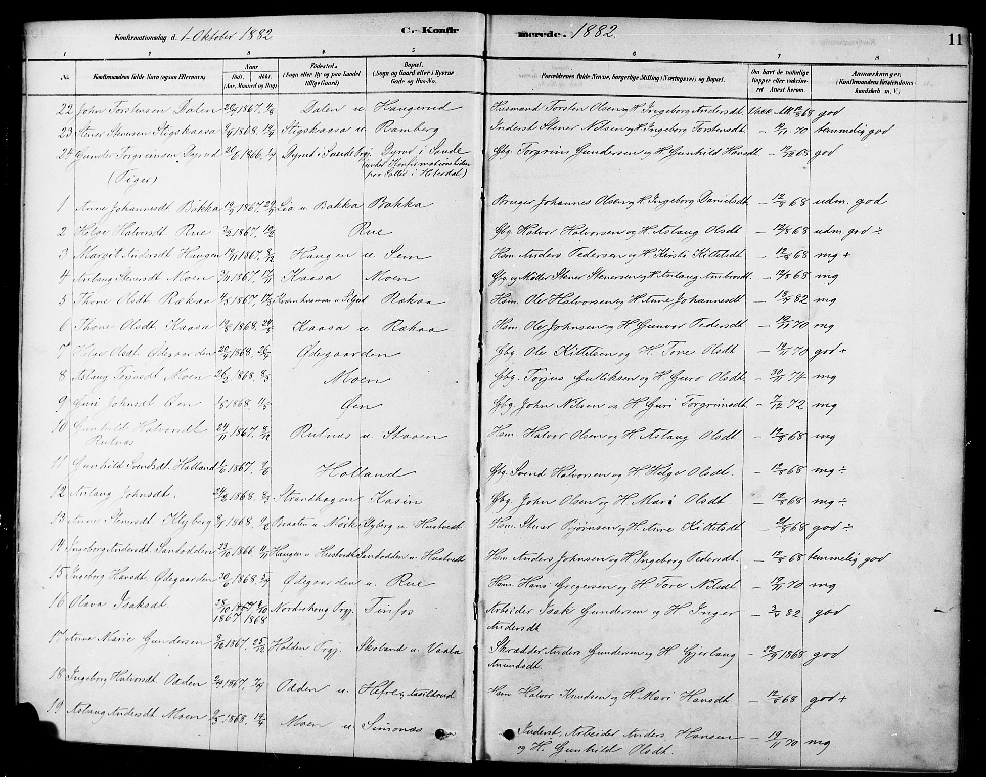 Heddal kirkebøker, AV/SAKO-A-268/F/Fa/L0009: Parish register (official) no. I 9, 1878-1903, p. 11