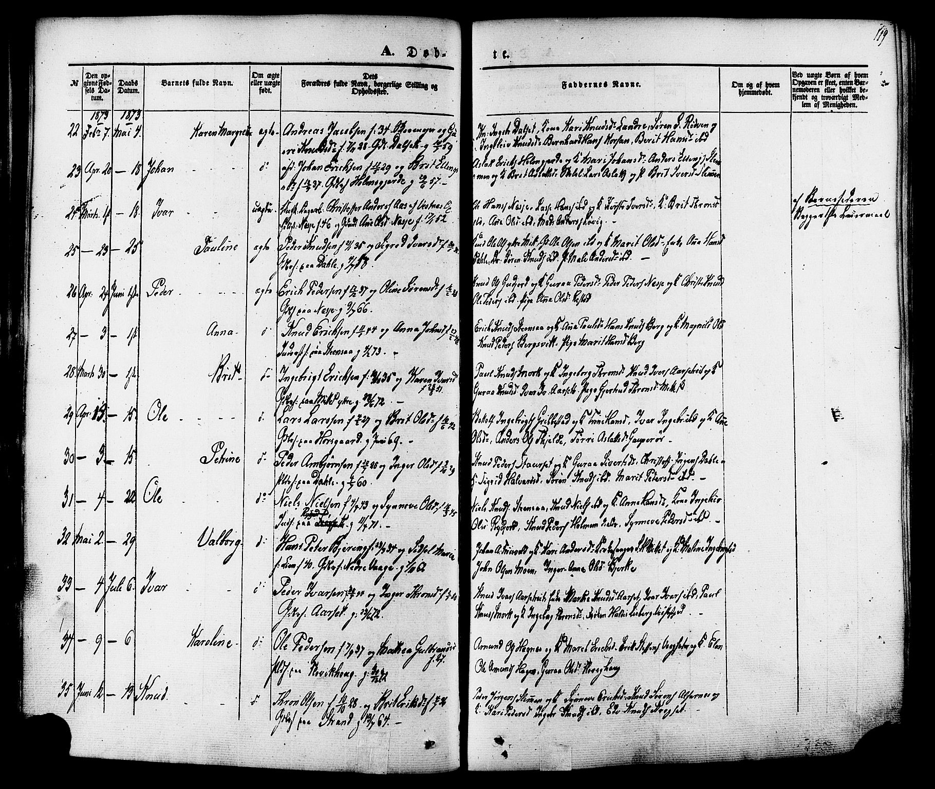 Ministerialprotokoller, klokkerbøker og fødselsregistre - Møre og Romsdal, AV/SAT-A-1454/547/L0603: Parish register (official) no. 547A05, 1846-1877, p. 119