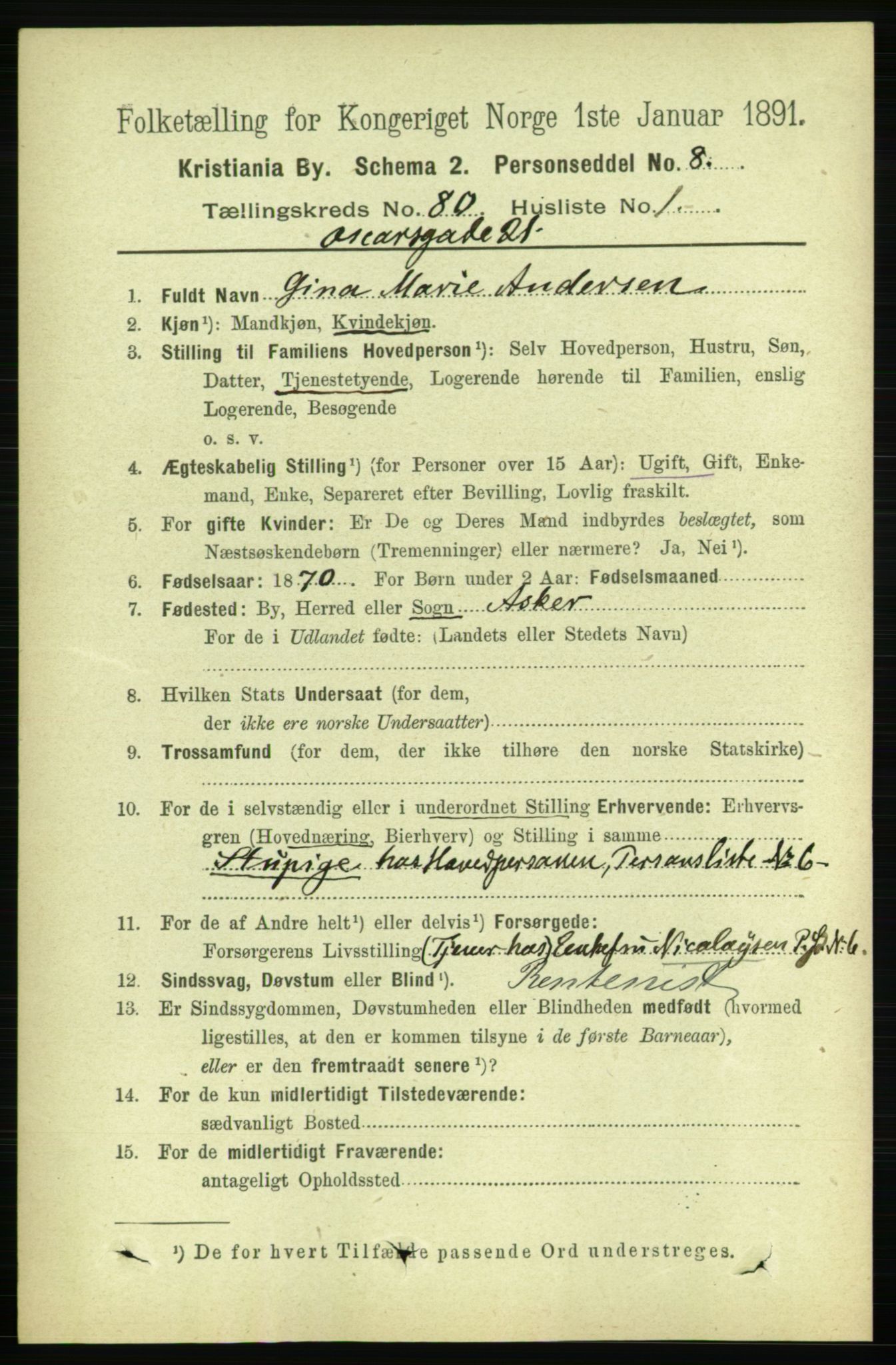 RA, 1891 census for 0301 Kristiania, 1891, p. 41279