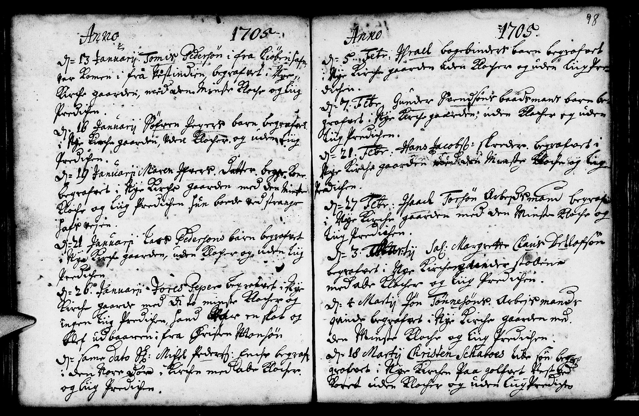 Nykirken Sokneprestembete, SAB/A-77101/H/Haa/L0009: Parish register (official) no. A 9, 1689-1759, p. 98