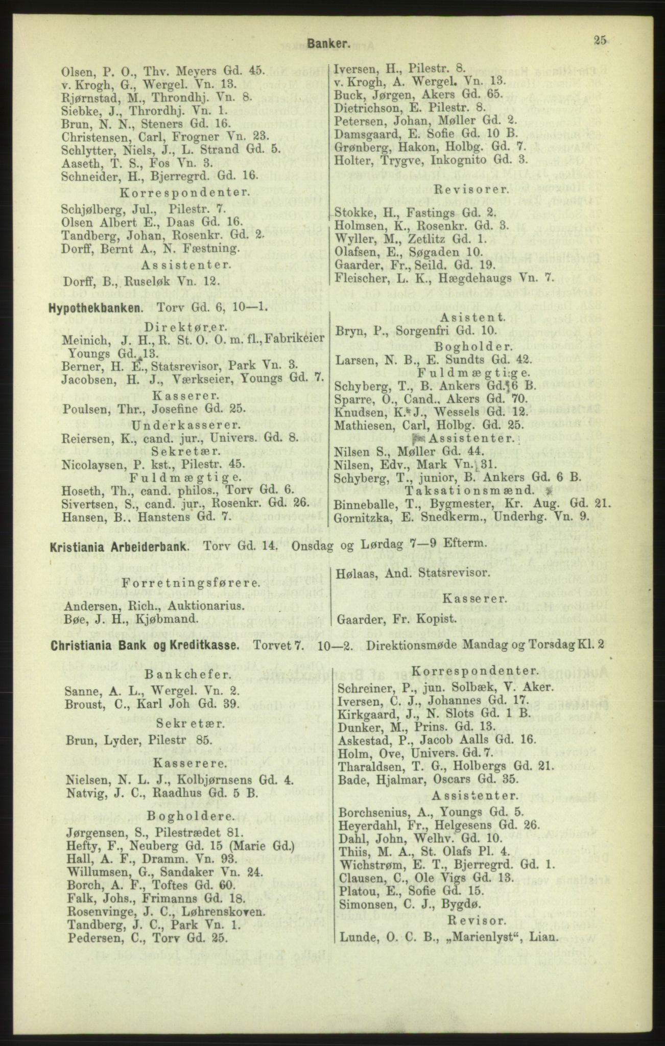 Kristiania/Oslo adressebok, PUBL/-, 1886, p. 25