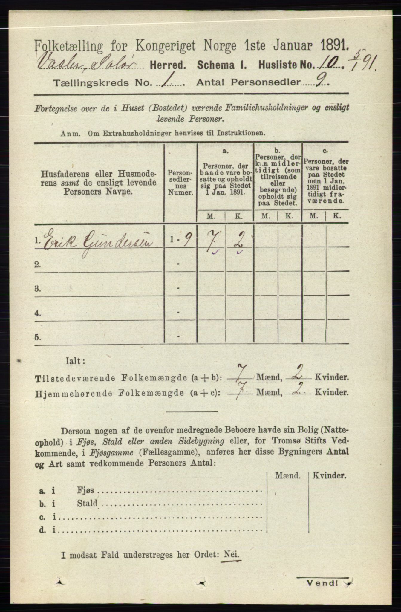 RA, 1891 census for 0426 Våler, 1891, p. 35