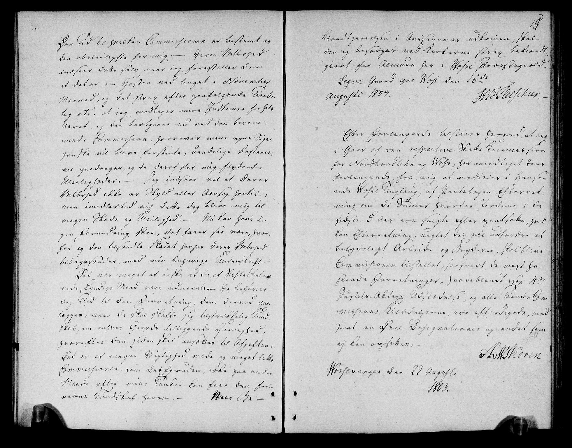 Rentekammeret inntil 1814, Realistisk ordnet avdeling, AV/RA-EA-4070/N/Ne/Nea/L0110: Nordhordland og Voss fogderi. Deliberasjonsprotokoll, 1803, p. 18