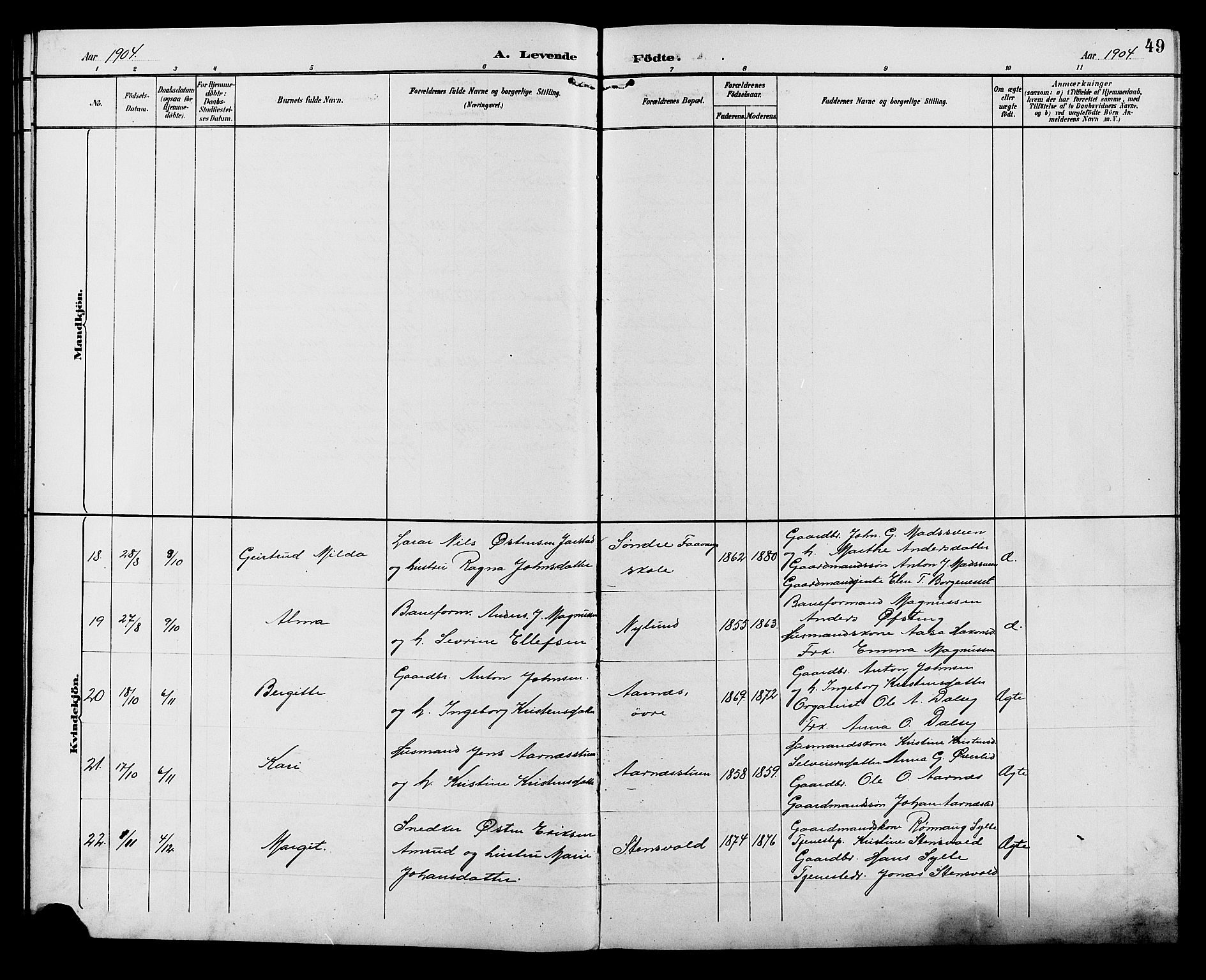 Ringebu prestekontor, SAH/PREST-082/H/Ha/Hab/L0007: Parish register (copy) no. 7, 1890-1910, p. 49