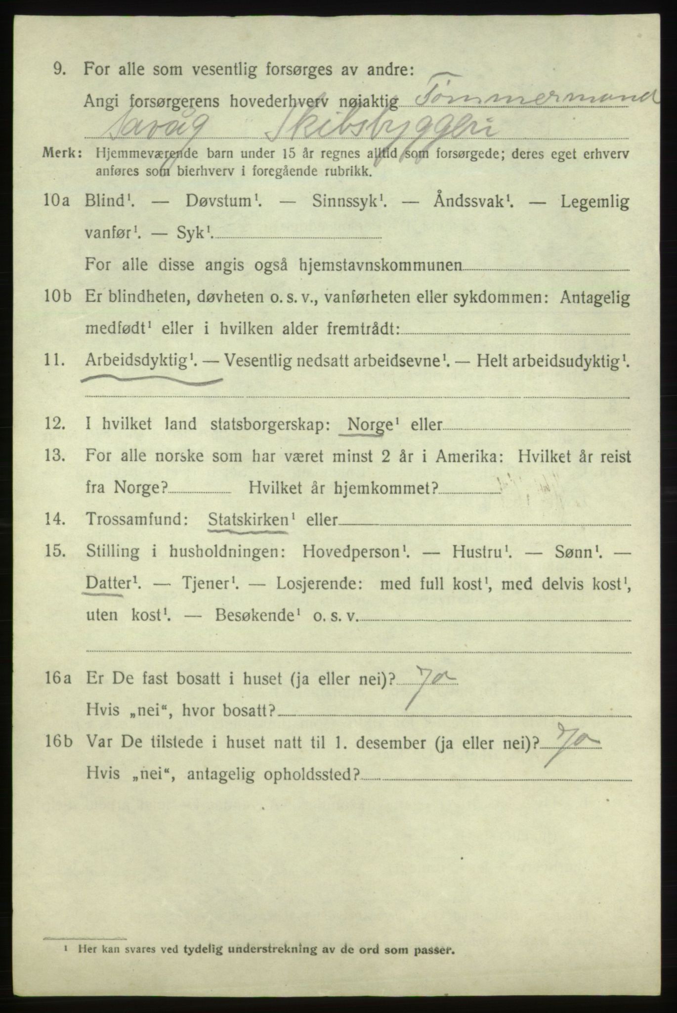 SAB, 1920 census for Fjelberg, 1920, p. 1258